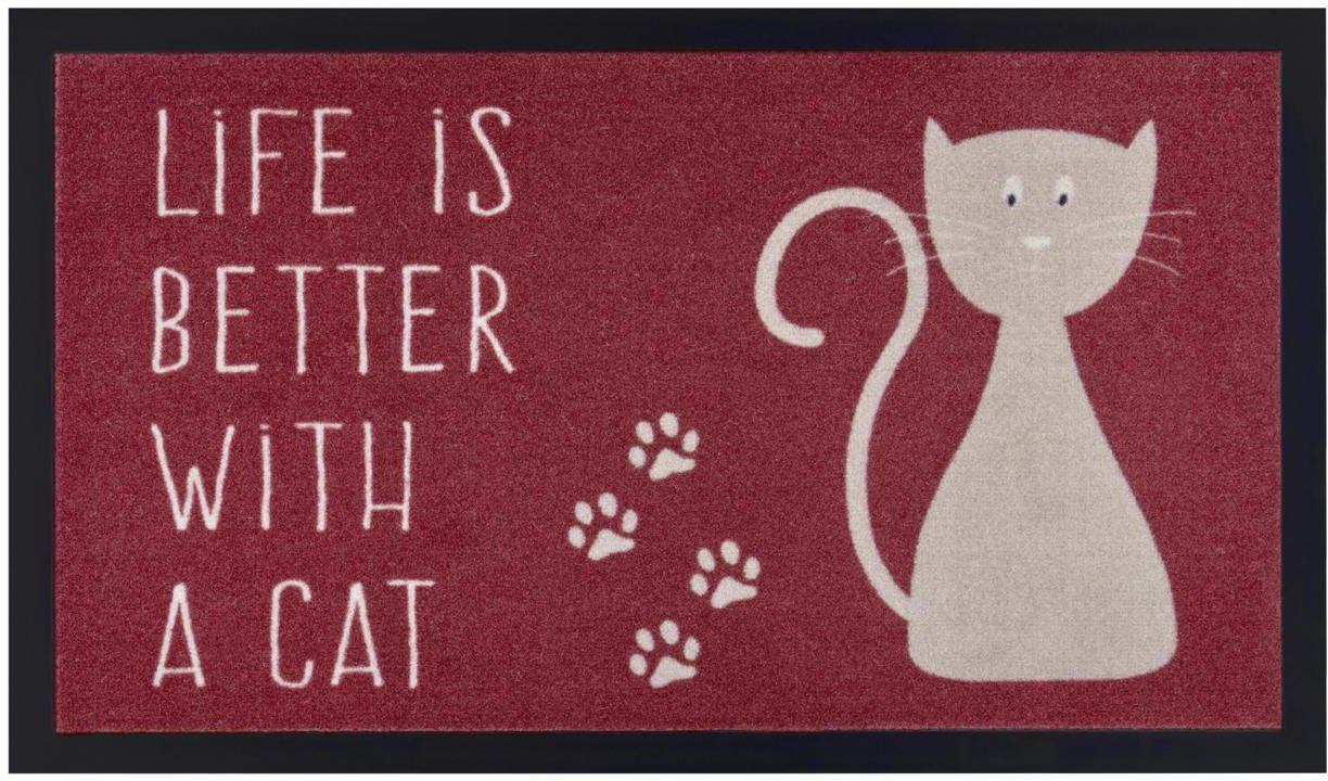 Fußmatte Katze, my home, rechteckig, Höhe: 5 mm, Rutschfest, Tiermotiv,  Cat, mit Spruch, Robust, Pflegeleicht | Flachgewebe-Teppiche