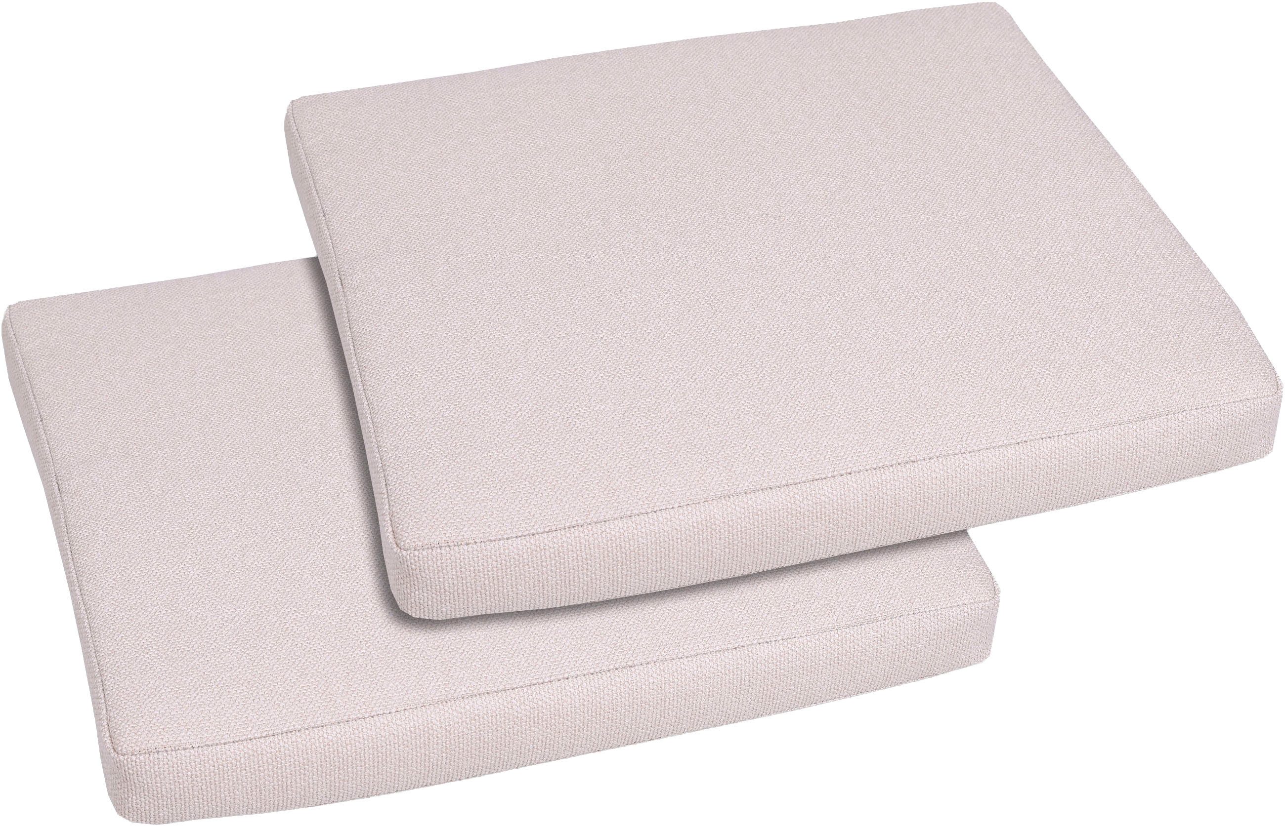 GO-DE Hockerauflage, (Spar-Set, 2 St), Uni Bouclé natur - Maße BxLxH ca.: 50 cm x 50 cm x 7 cm