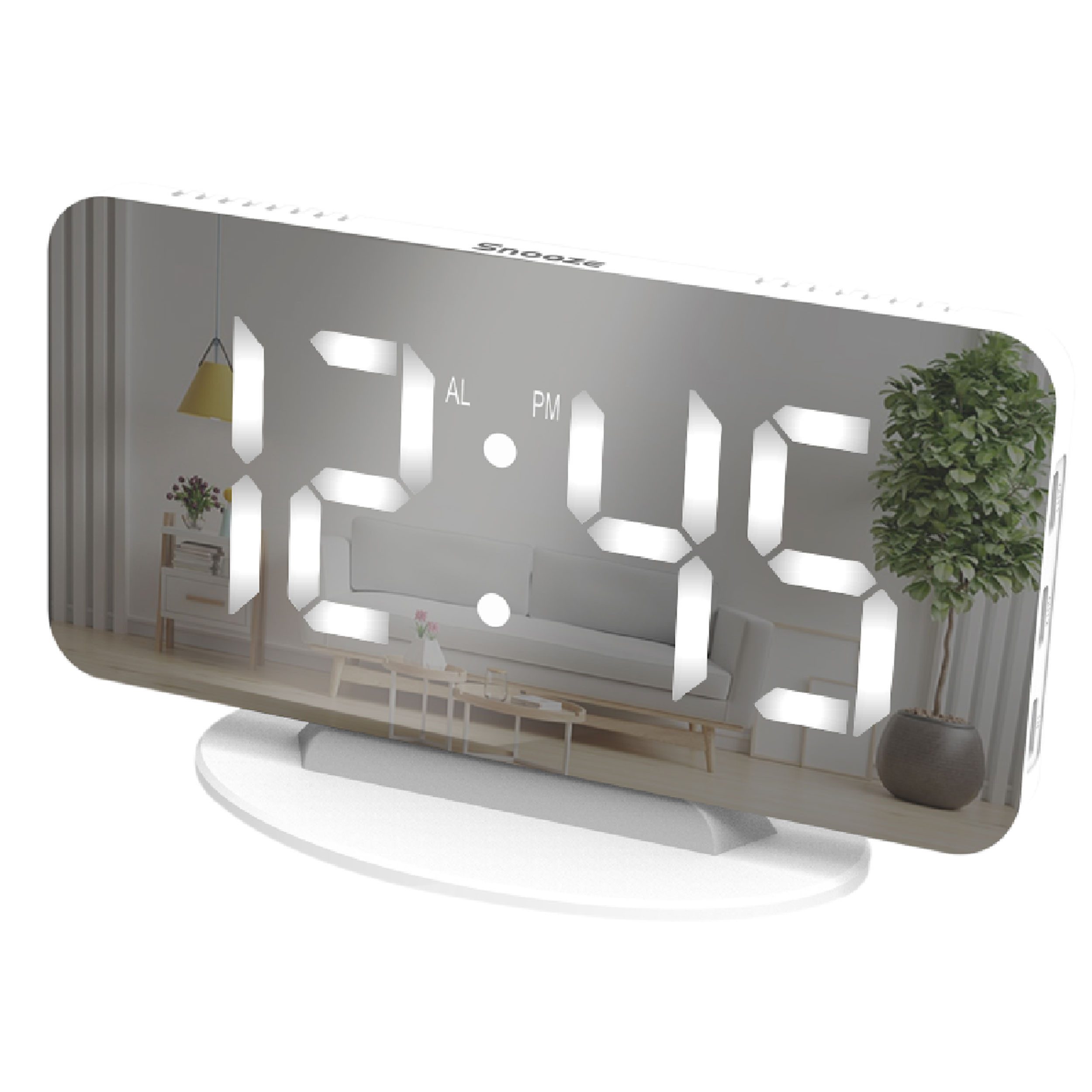 Miraval Quarzwecker Miraval Design-Spiegelwecker 12 H 24 H 3 Helligkeitsstufen