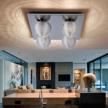 EGLO LED Deckenleuchte, Leuchtmittel inklusive, Warmweiß, Decken Leuchte Wohn Ess Zimmer Kugel ALU Geflecht Lampe Chrom