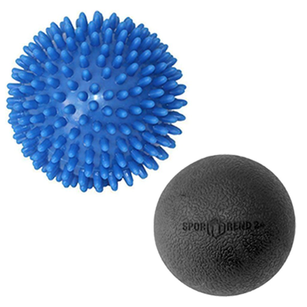 Sporttrend 24 Massageball ø 9cm Massageball Igelball + ø 6,5cm Lacrosse Faszienball, Bindegewebe