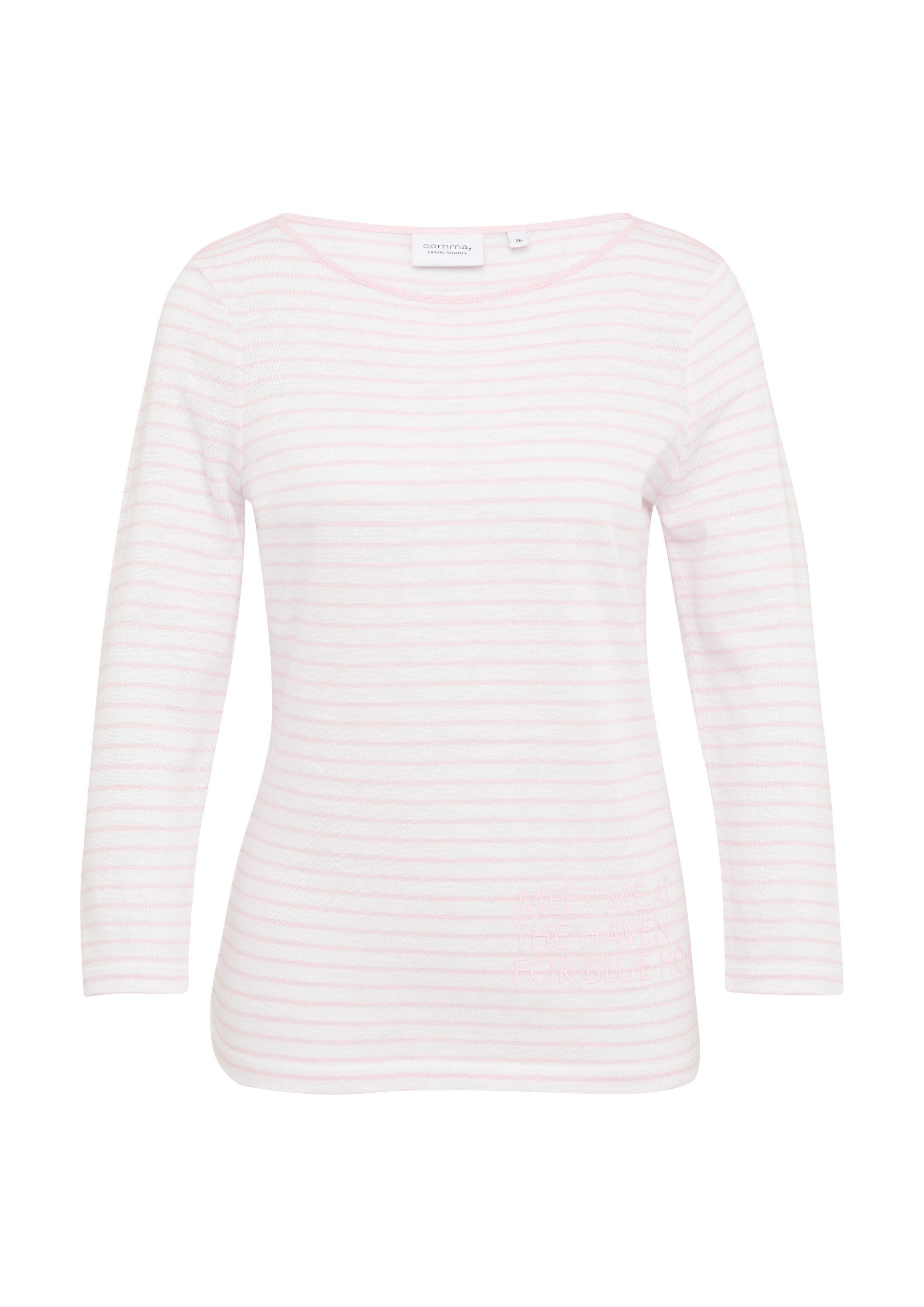comma 3/4-Arm-Shirt T-Shirt Streifenshirt mit Artwork günstig online kaufen