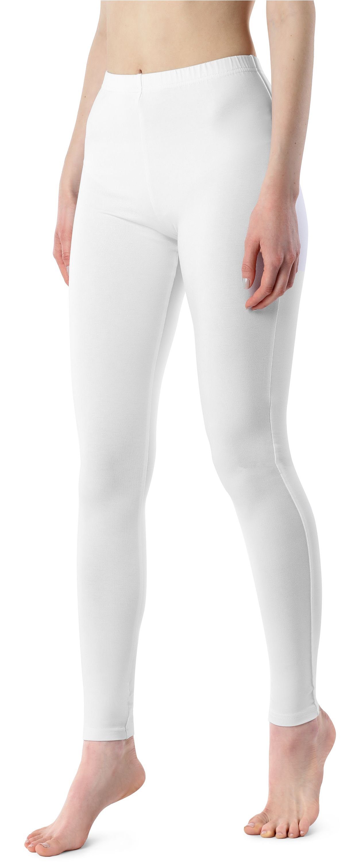 Leggings Weiß Leggings Bund elastischer BLV50-203 (1-tlg) Bellivalini aus Viskose Damen Lange