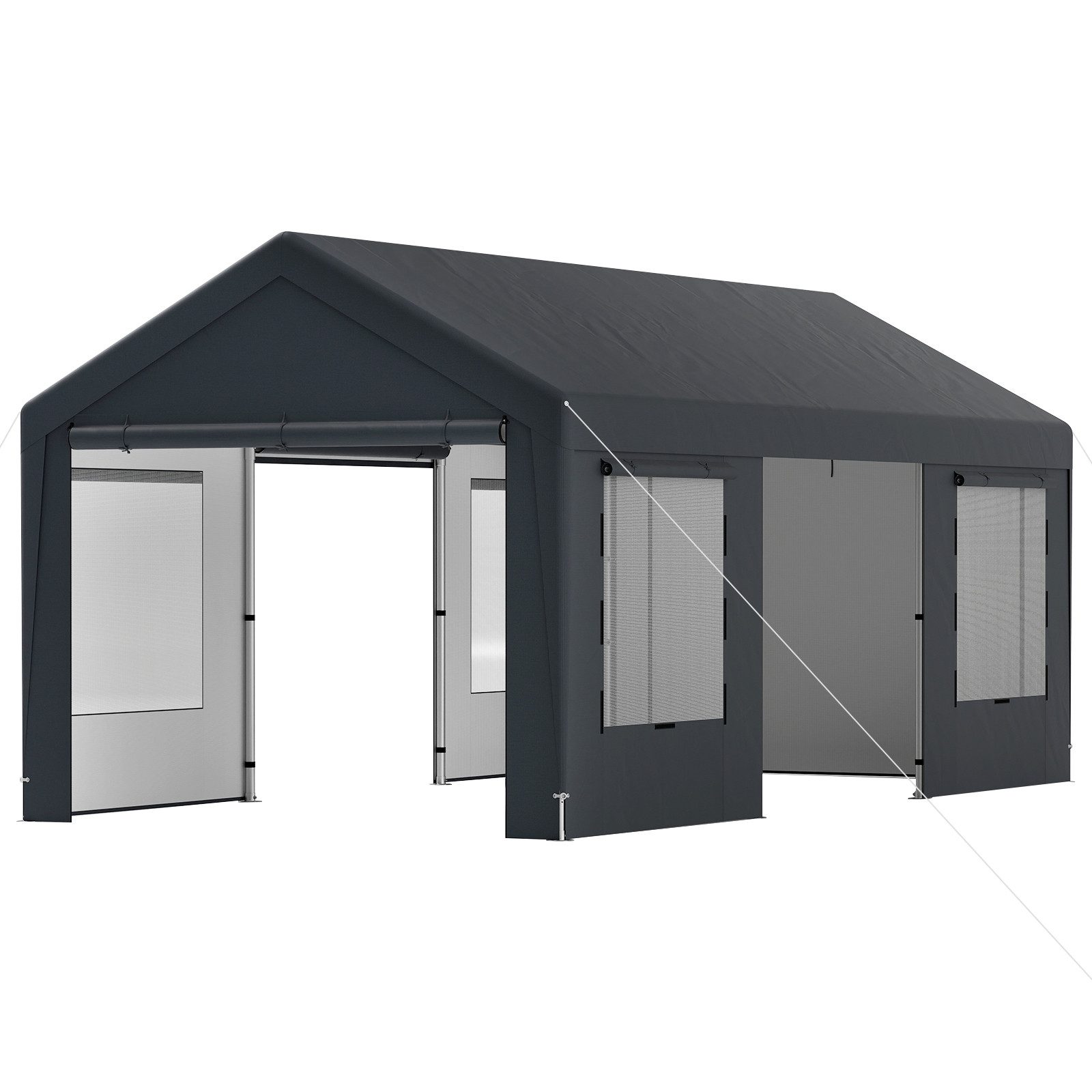 COSTWAY Auto-Faltgarage, Carport mit 8 Seitenwänden, 595 x 300 x 280 cm