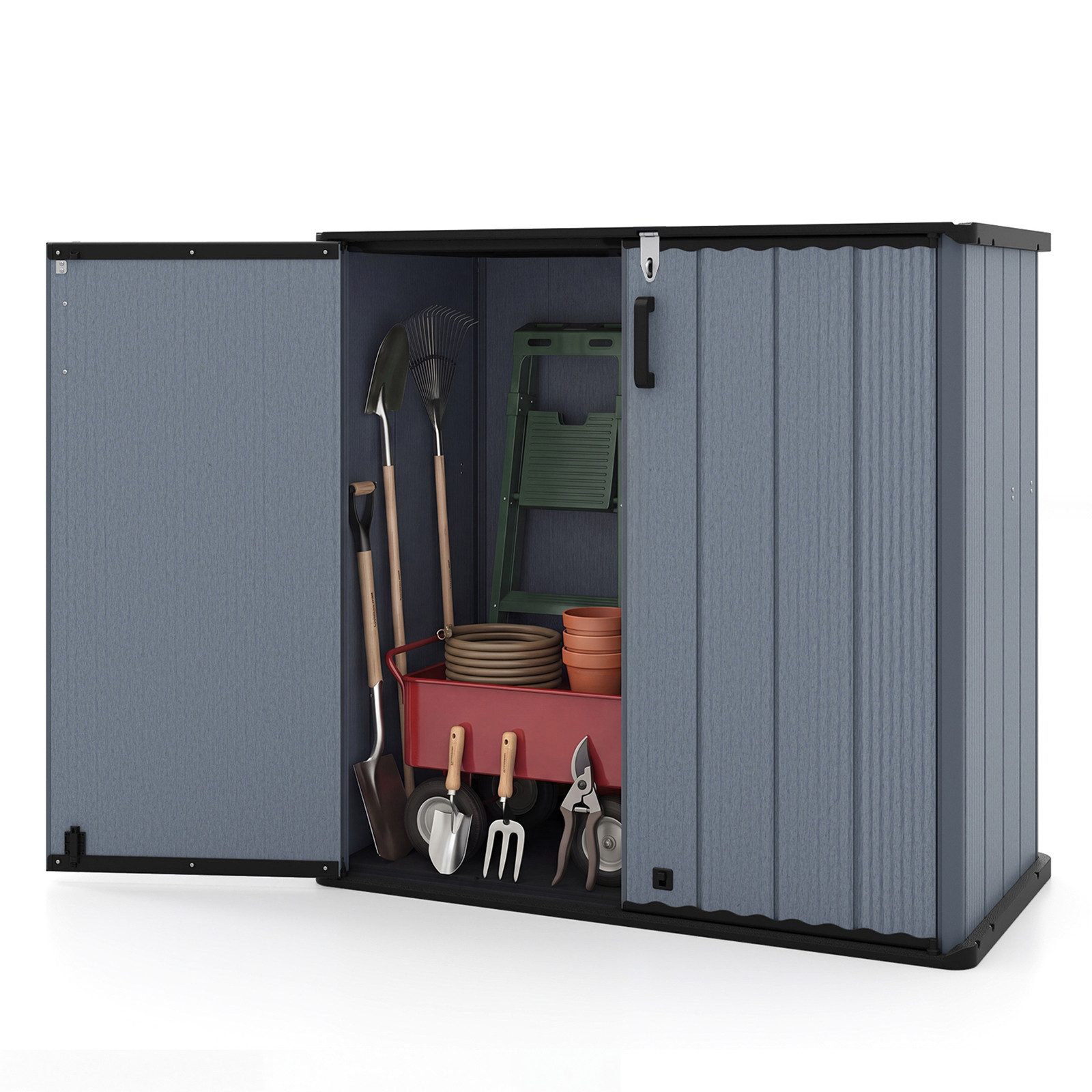 KOMFOTTEU Garten-Geräteschrank, Gartenbox Gartenschrank mit 2 abschließbaren Türen