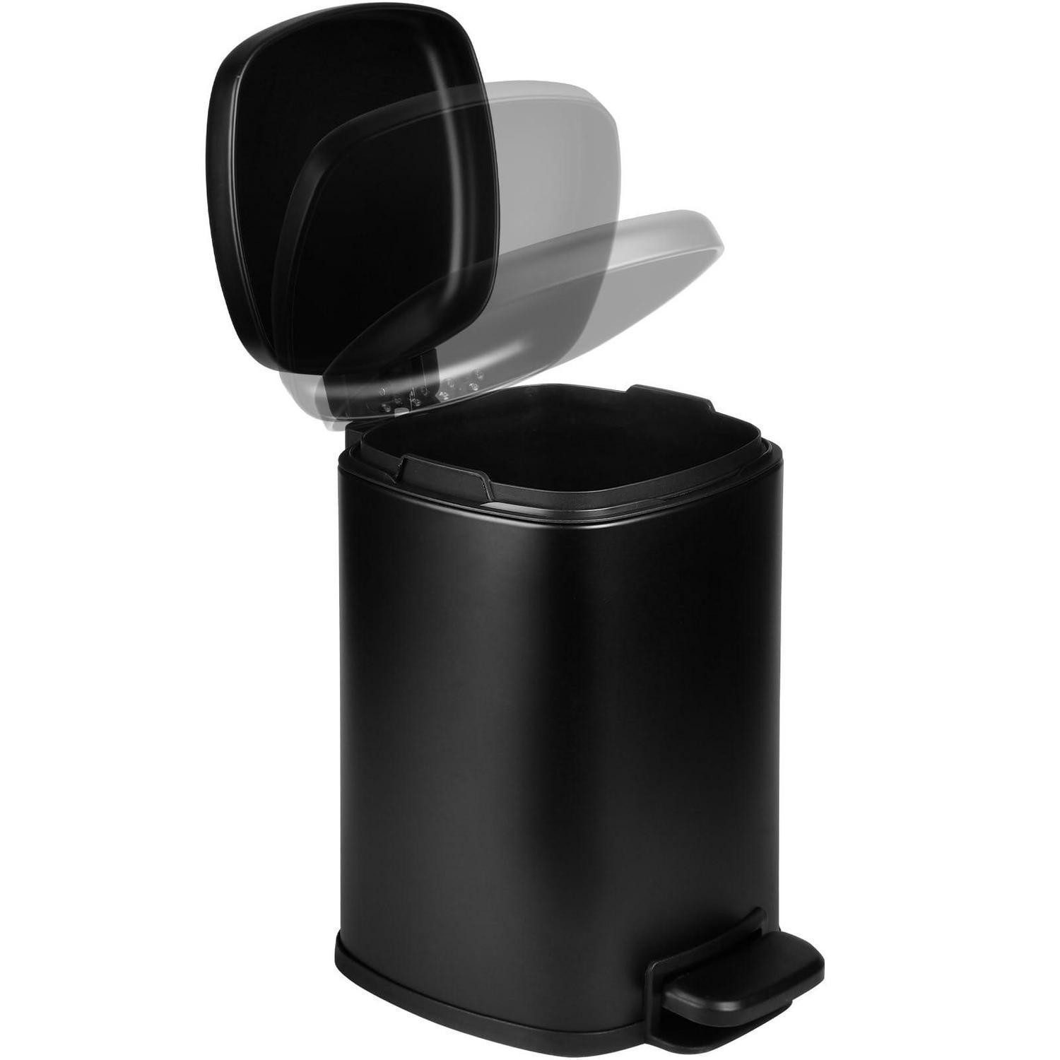 LuxusKollektion Kosmetikeimer Treteimer Edelstahl Schwarz 6L Soft-Close