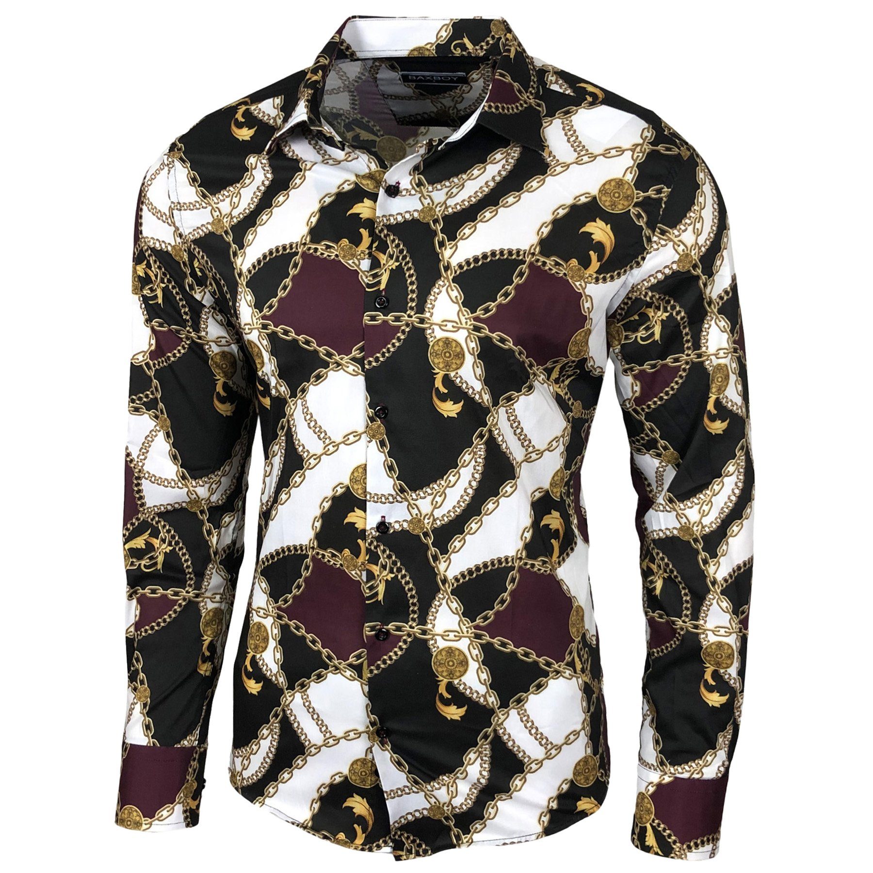 Baxboy Langarmhemd Baxboy Herren Hemd Freizeitshemd Langarm Blumen Casual S günstig online kaufen