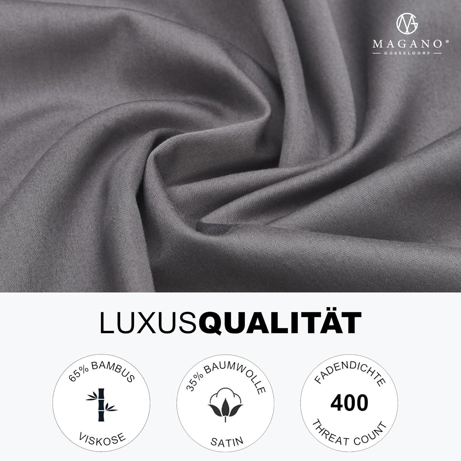 MAGANO Spannbettlaken Bambus & Baumwolle Satin, Luxus Bettlaken, Gummizug: rundum, 400 TC Luxusqualität, Hypoallergen, Thermoregulierend