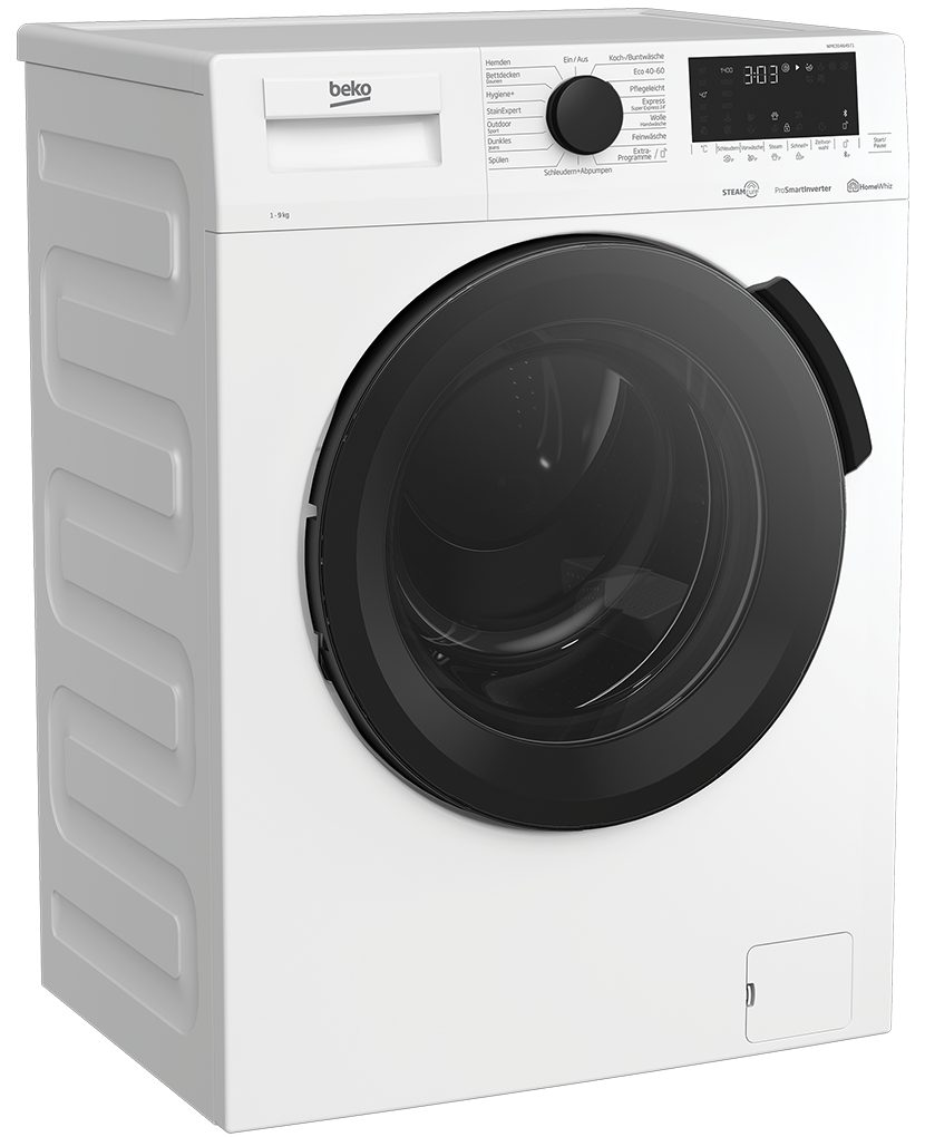 BEKO Waschmaschine weiss WMC91464ST1, 9,00 kg, 1400 U/min, SteamCure Dampffunktion, Pet Hair Removal, AddXtra Nachlegefunktion