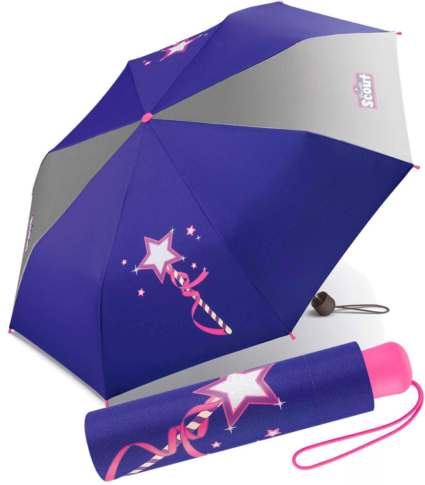 Scout reflektierend Basic Mini Kinderschirm bedruckt, Taschenregenschirm leicht