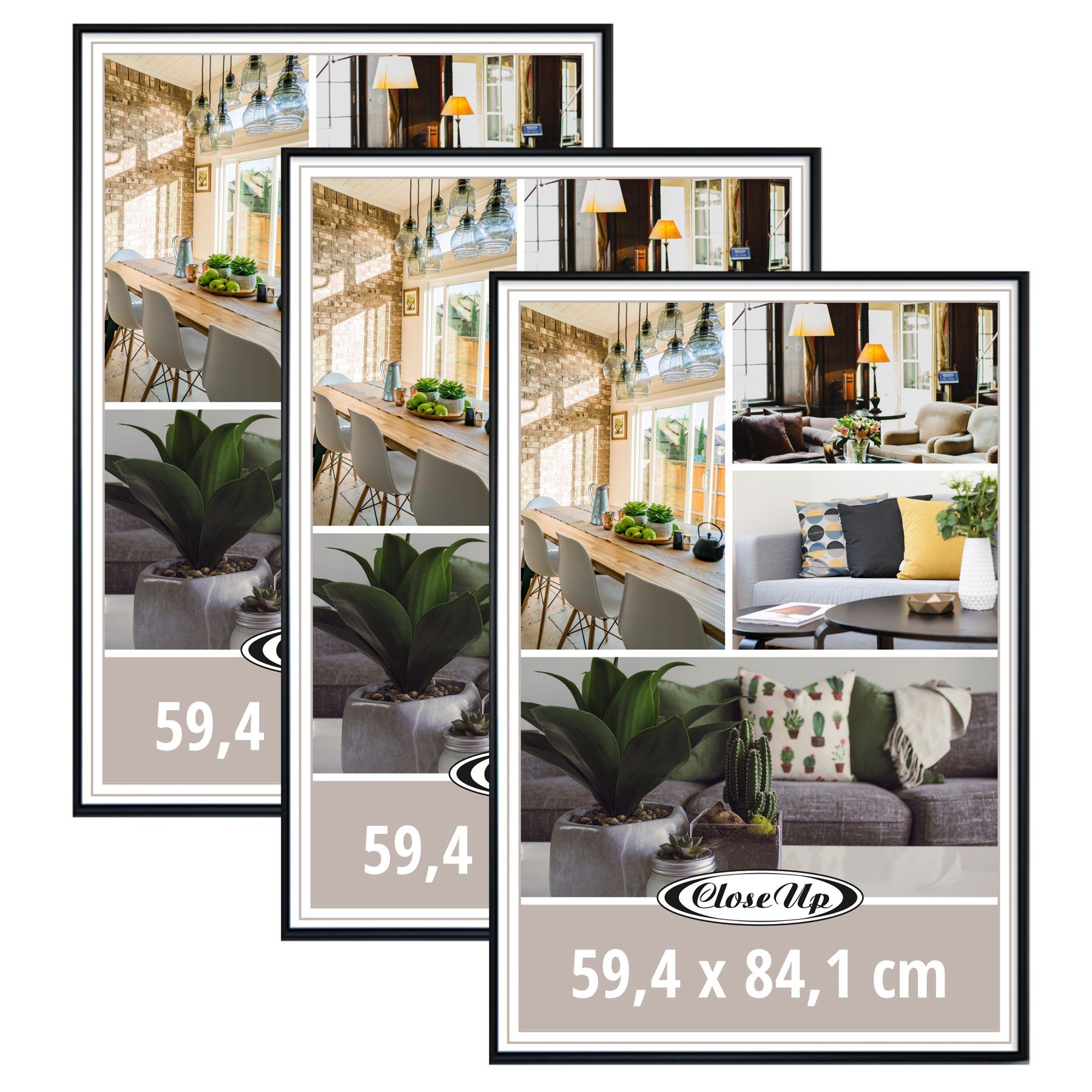 Close Up Bilderrahmen Posterrahmen 59,4 x 84,1 cm DIN A1 schwarz 3er Set günstig online kaufen