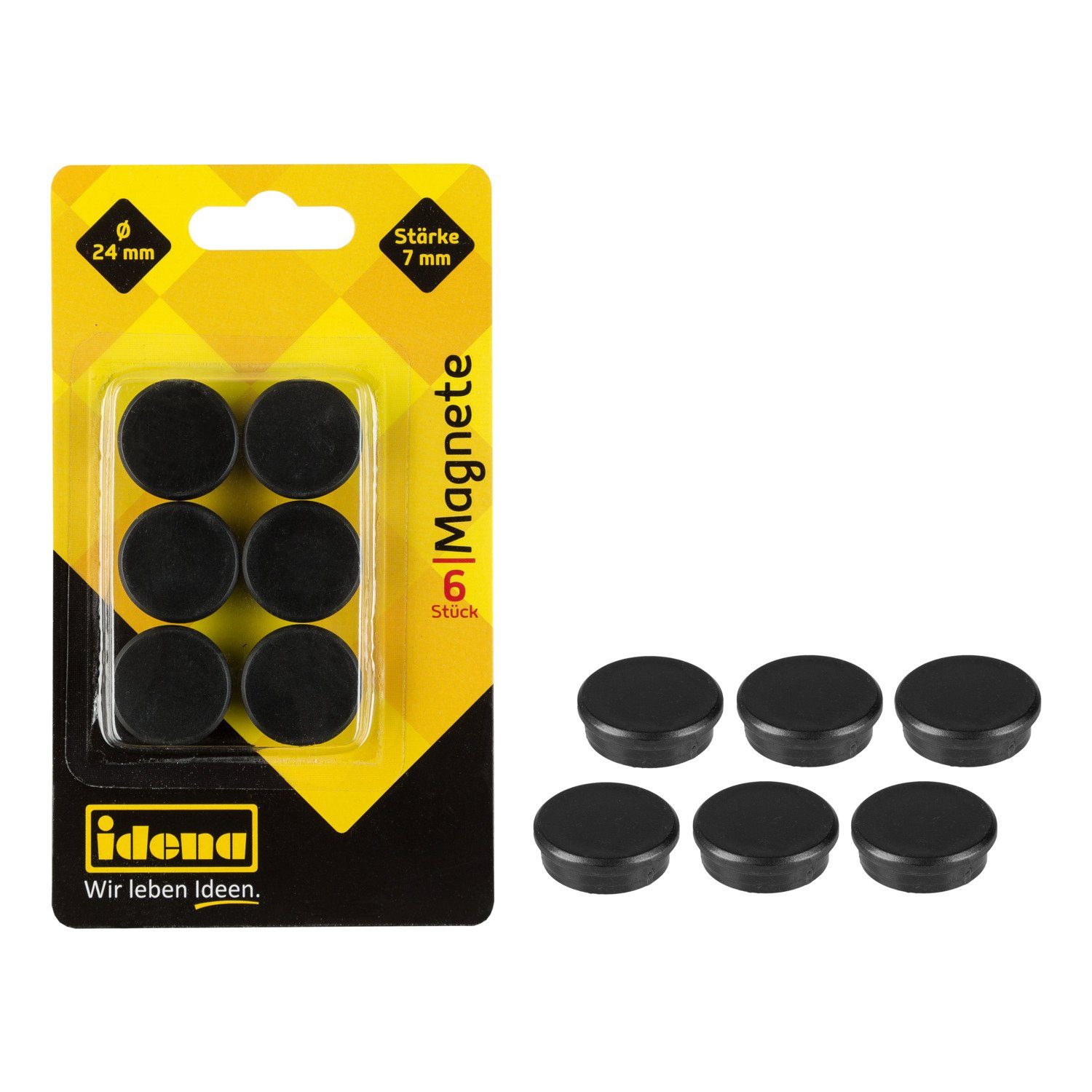Idena Magnet Idena 377028 - Magnete, 6 Stück, Durchmesser 24 mm, rund, Stärke 7