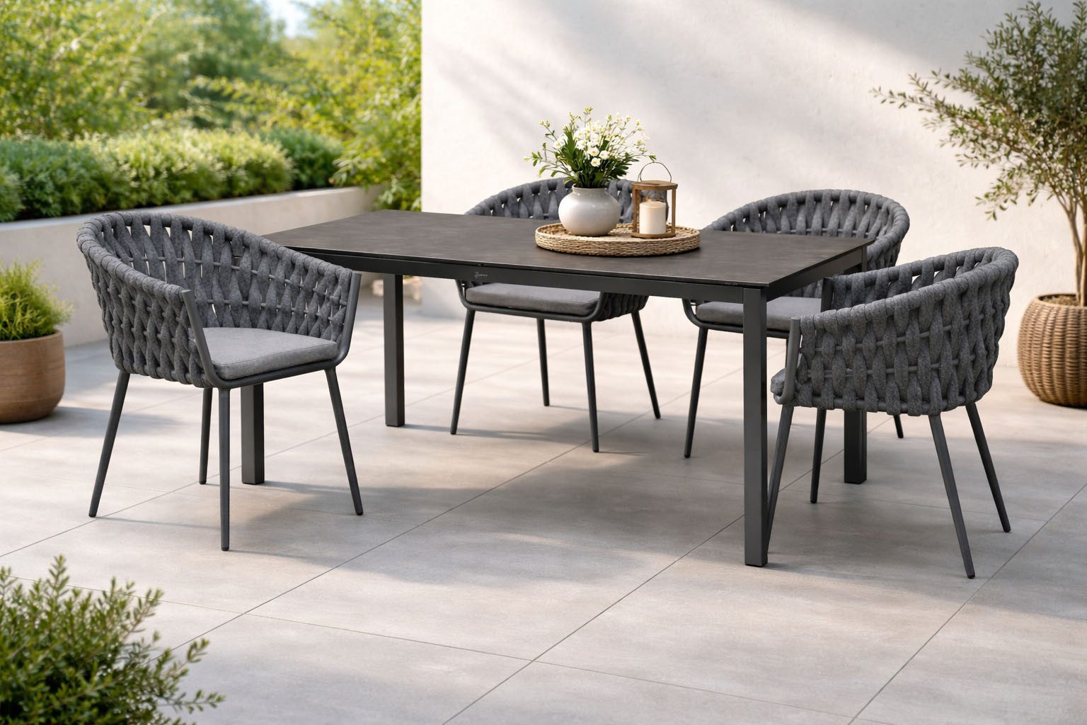 Destiny Garten-Essgruppe MOLINO CREMONA Essgruppe 4 Se + Tisch 160x90cm, (Set)