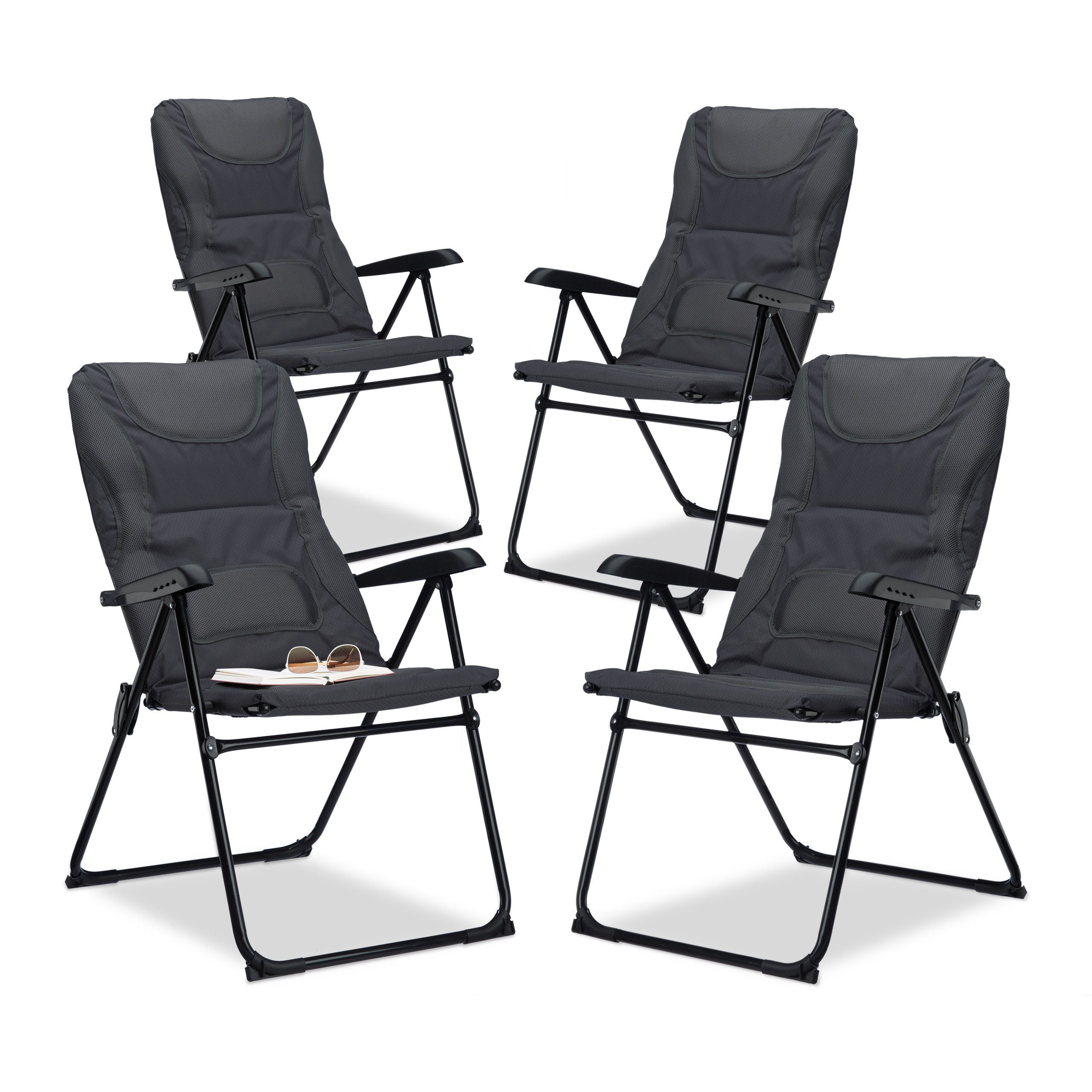 relaxdays Campingstuhl 4 x Campingstuhl gepolstert günstig online kaufen