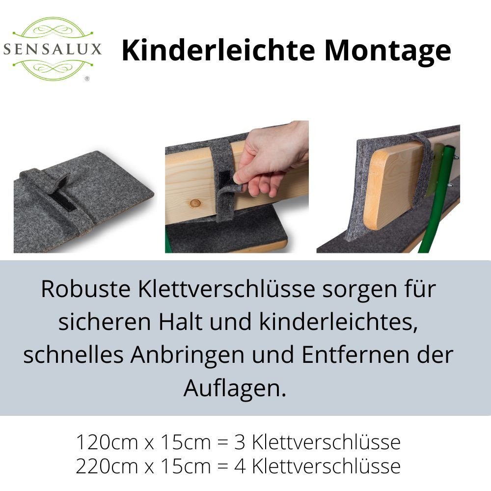 Grau-Beige, Grau-Grau, Klettverschluss einsetzbar, Bank: - Set, Rückenpolster, 120cm einfaches Bankauflage Grau-Beige), Grau-Beige Rücken: Sensalux Grau-Grau, Flexibel Grau-Grau Länge: Bierbankauflage Bank: Anbringen, Bank: Schnelles Rücken: + (2er Rücken: