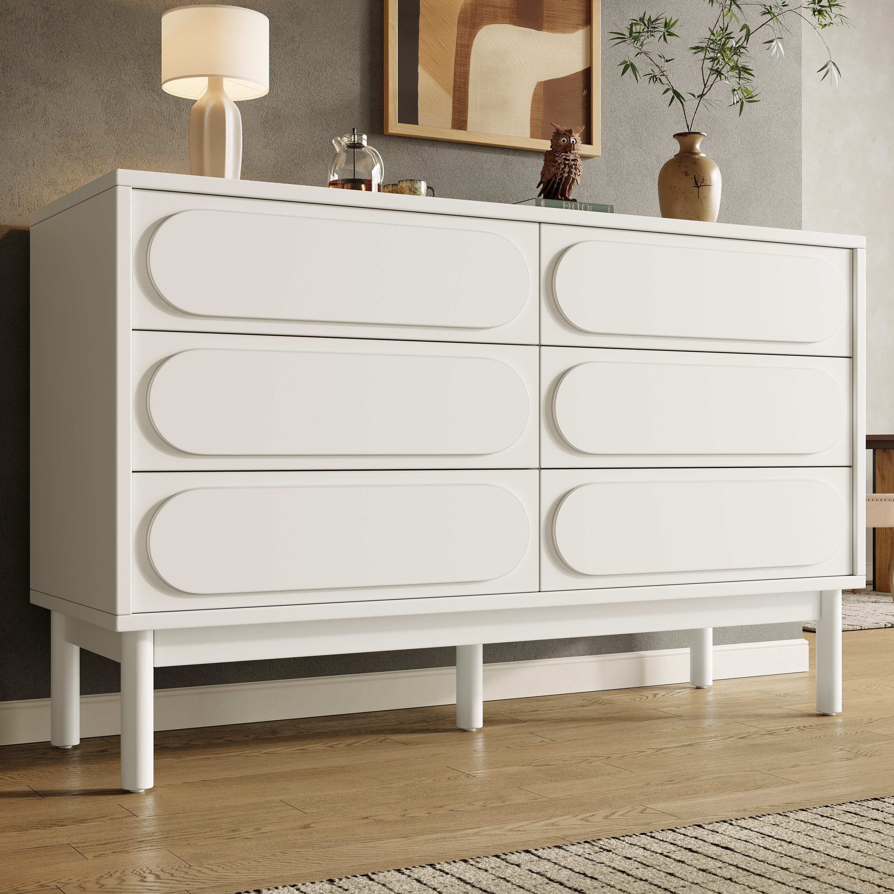 Kommode mit 6 Schubladen Weiß