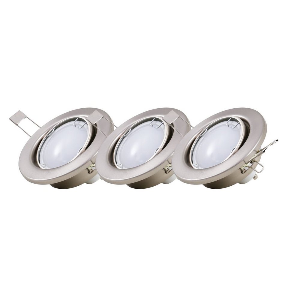 Briloner Leuchten LED Einbauleuchte 7221-032, schwenkbar, LED wechselbar,  Warmweiß, Einbauleuchten 3er Set schwenkbar IP23 Ø 8,6cm