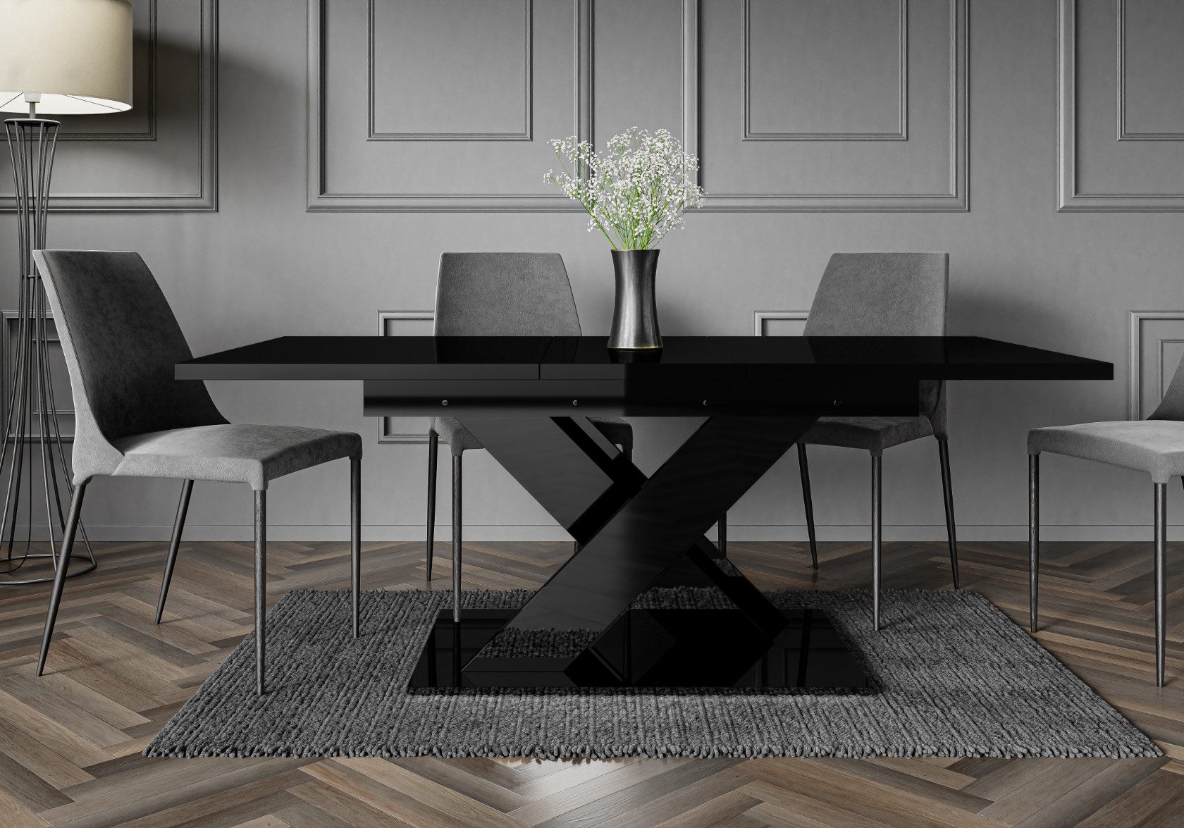 Home Collective Esstisch ausziehbar Tisch Küchentisch Esszimmertisch Ausziehtisch (Esszimmer Küche Wohnzimmer Esstisch erweiterbar), modernes Design mit X-Geste – Bild 4 von 5