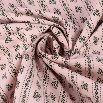 SCHÖNER LEBEN. Stoff Baumwollstoff Trachten Blumen Ranken Punkte rosa khaki 1,50m Breite