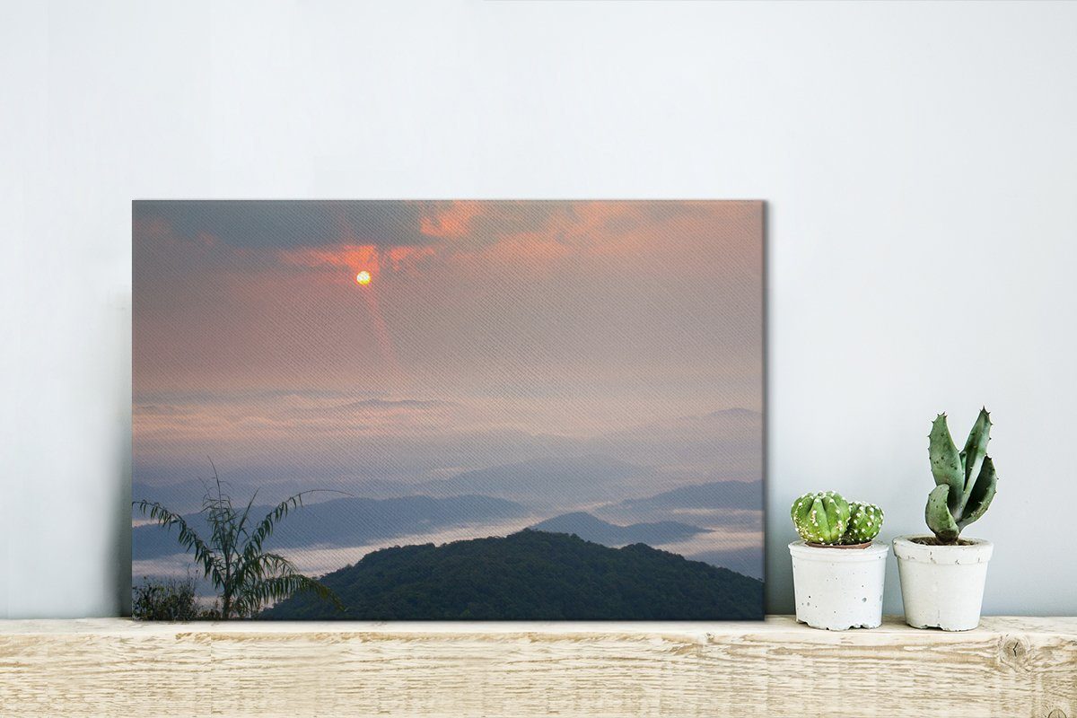 30x20 Wanddeko, Khao (1 Wandbild Sonnenaufgang Leinwandbild cm Aufhängefertig, St), OneMillionCanvasses® Thailand, Leinwandbilder, über in Khitchakut Park dem National