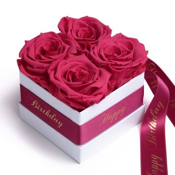 Kunstblume Infinity Rosenbox Happy Birthday Geschenk Geburtstag für Frauen Rose, ROSEMARIE SCHULZ Heidelberg, Höhe 8.5 cm, echte Rosen haltbar 3 Jahre