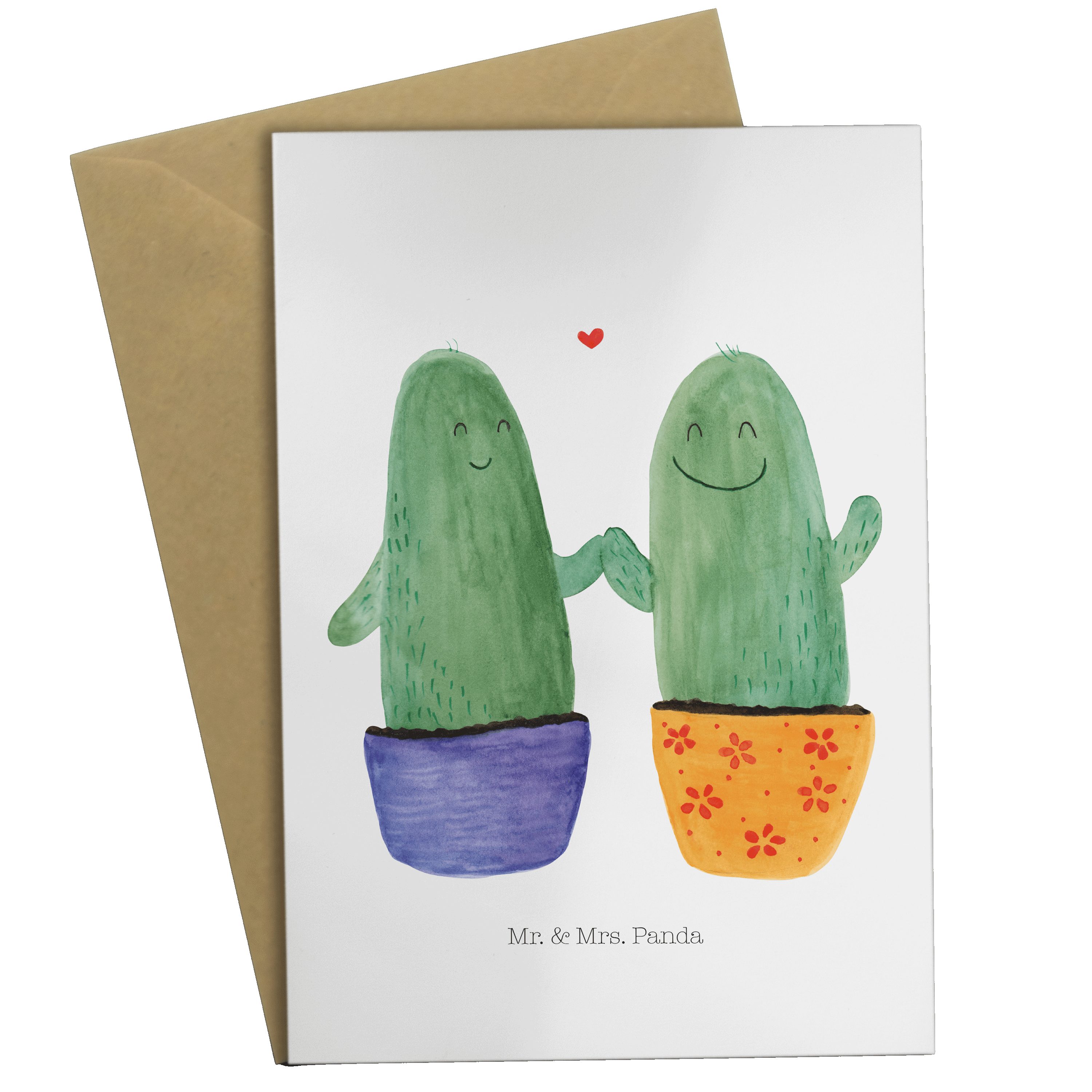Mr. & Mrs. Panda Grußkarte Kaktus Liebe - Weiß - Geschenk, Glückwunschkarte, Liebesnachricht, Ka