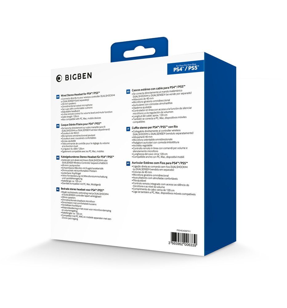 BigBen 5 Stereo Gaming Headset schwarz für PS5 BB006339 Zubehör PlayStation 4