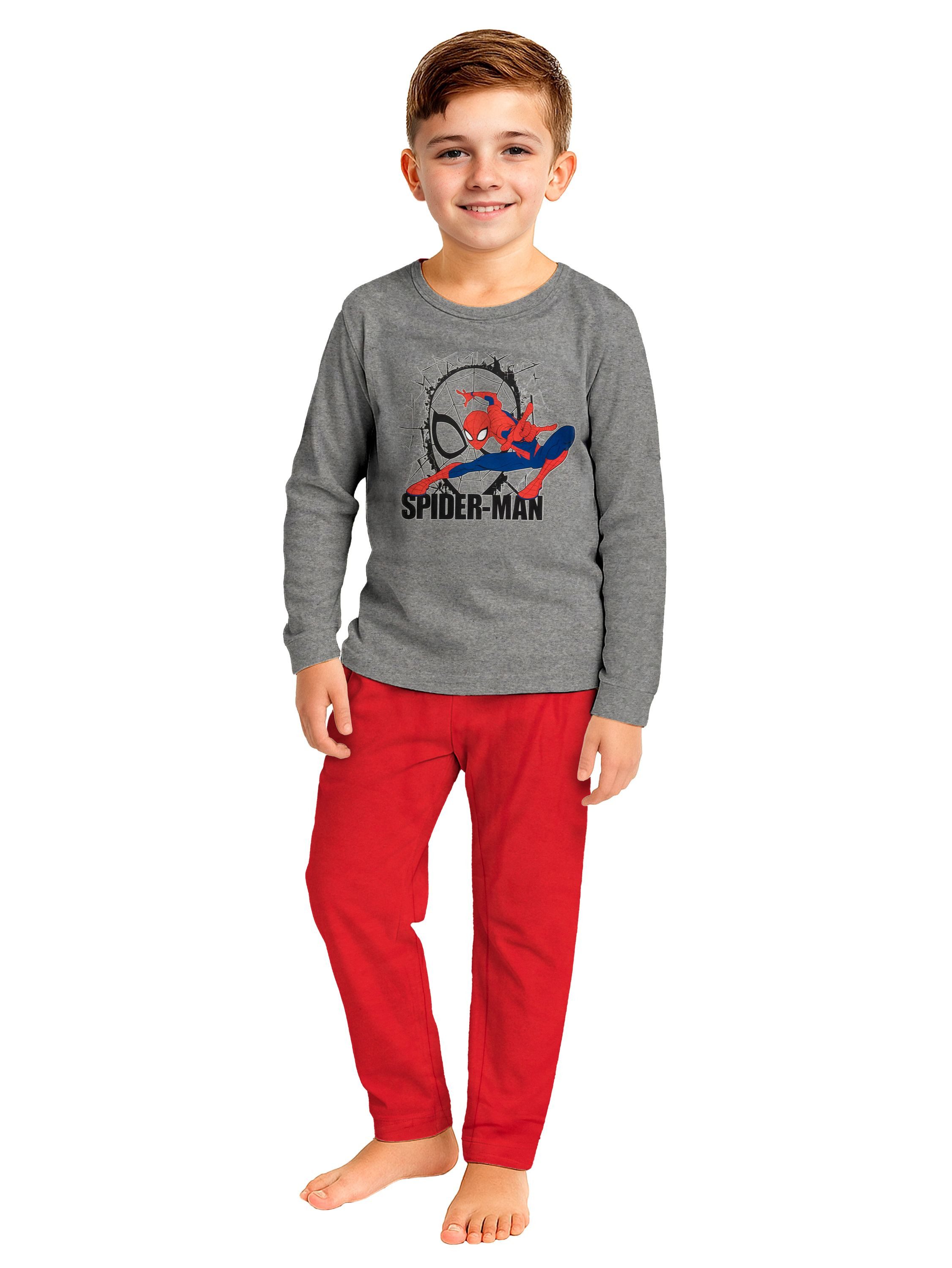 United Labels® Schlafanzug Marvel Spiderman Schlafanzug Pyjama Set Langarm Oberteil mit Hose