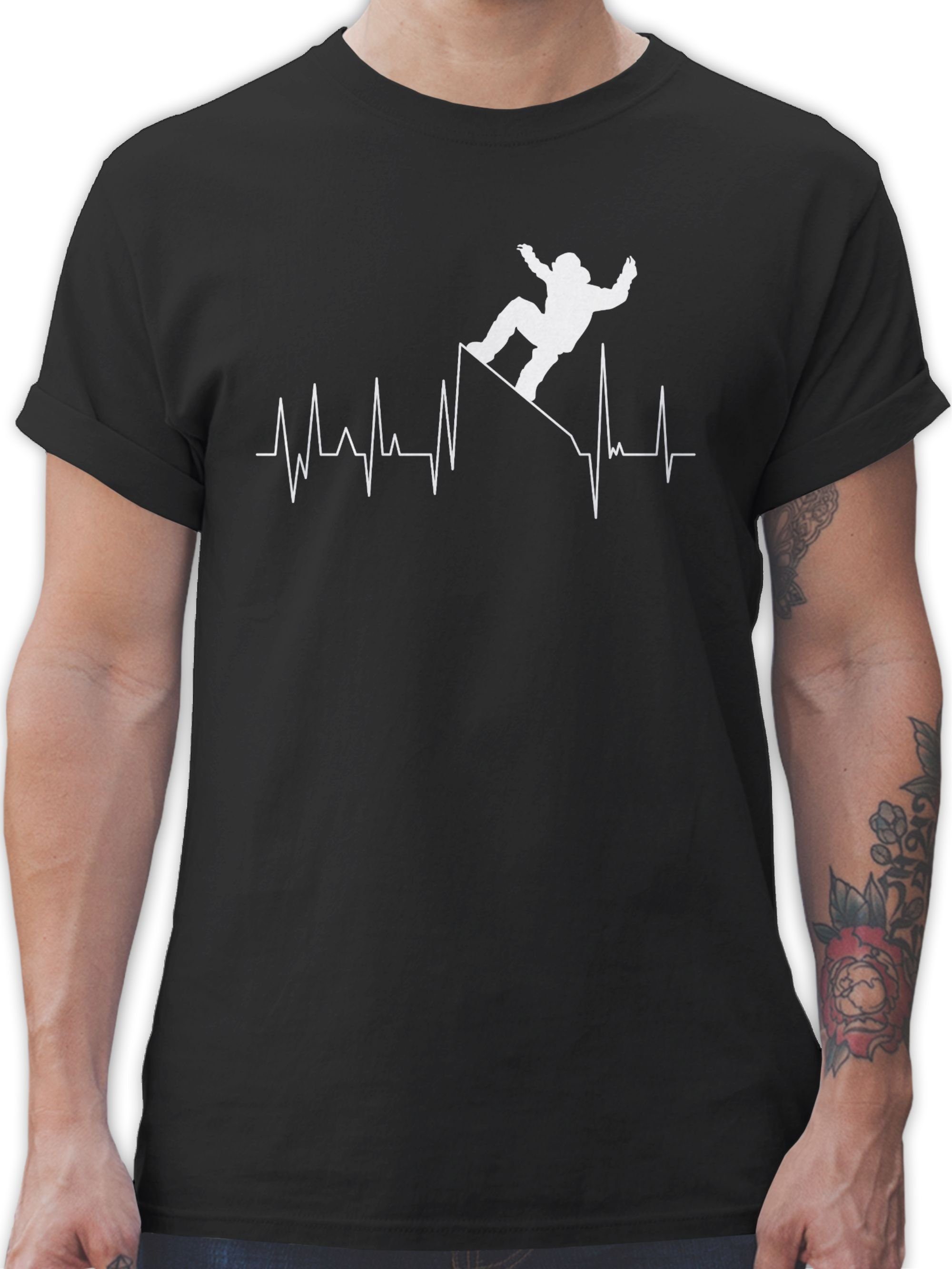 T-Shirt Snowboarding Herzschlag - weiß