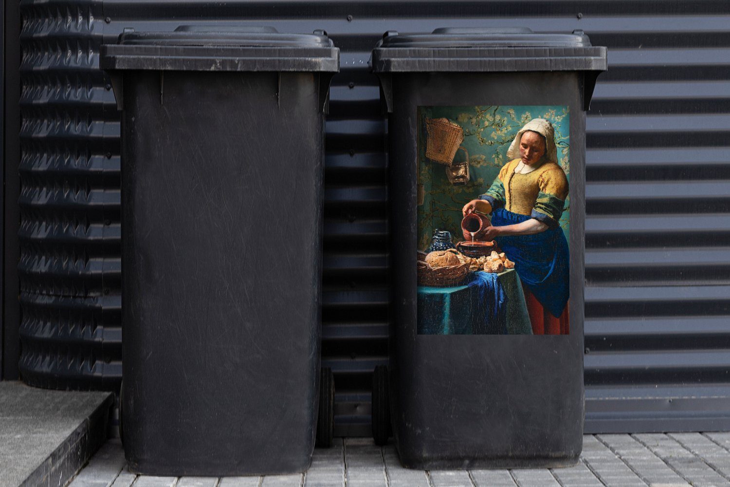 - Gemälde Van Abfalbehälter Vermeer Mülltonne, (1 Wandsticker - - MuchoWow - Gogh Container, Sticker, Mandelblüte Milchmädchen St), Alte Mülleimer-aufkleber, -