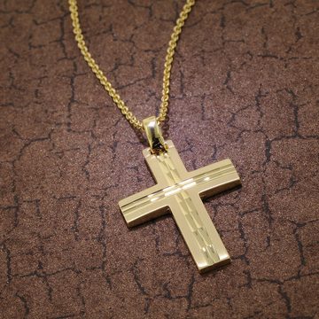 trendor Kette mit Anhänger mit Kreuz für Gold auf Silber