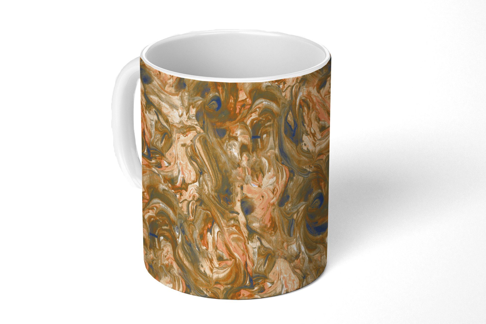 MuchoWow Tasse Farbe - Braun - Orange - Marmor - Design, Keramik, Kaffeetassen, Teetasse, Becher, Teetasse, Geschenk