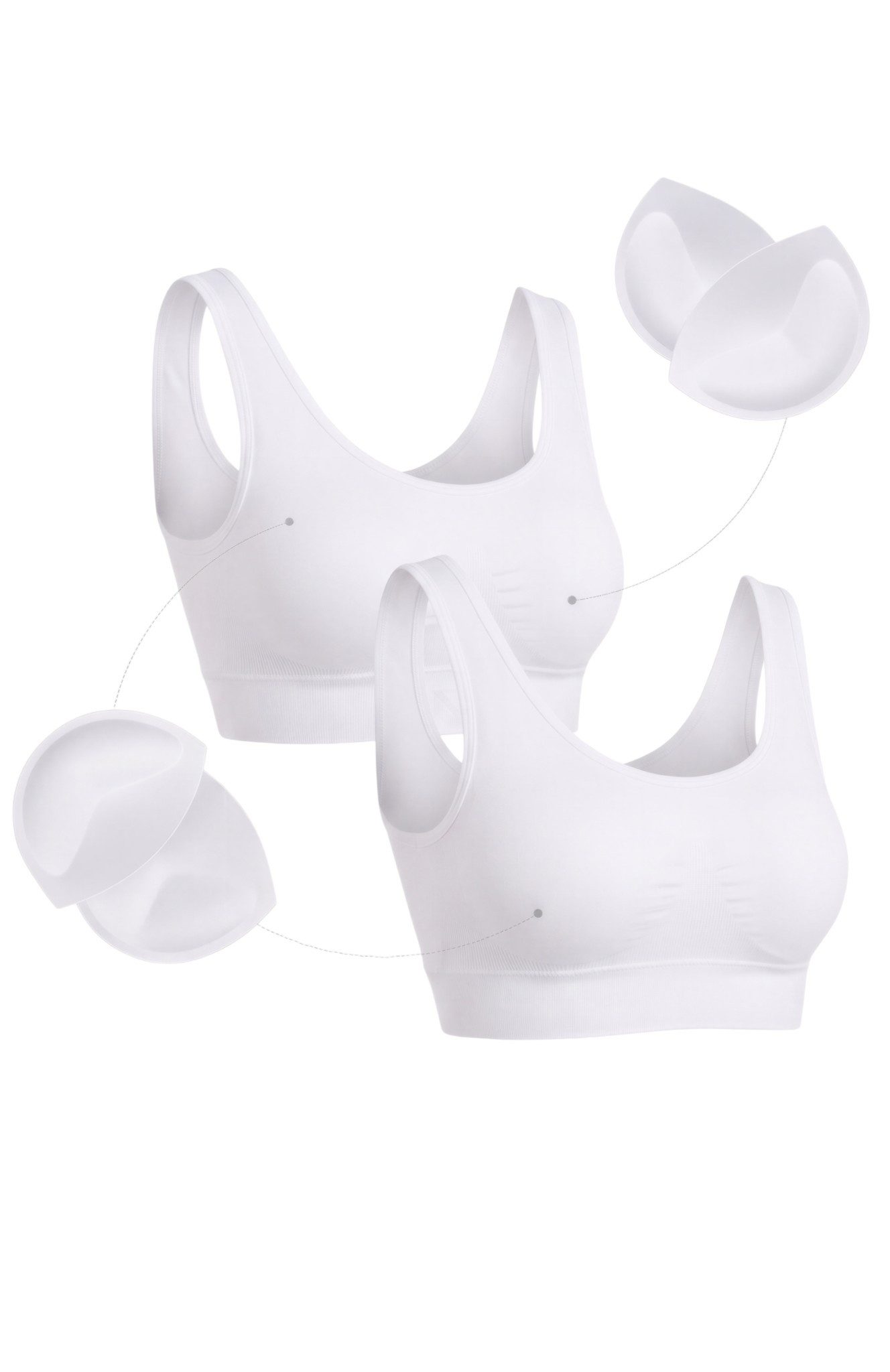fashionshowcase Bustier Damen 2er Pack Bambus BH mit Pads breite Träger weich (2-tlg) weiches Bambusmaterial mit breiten Komfortträgern