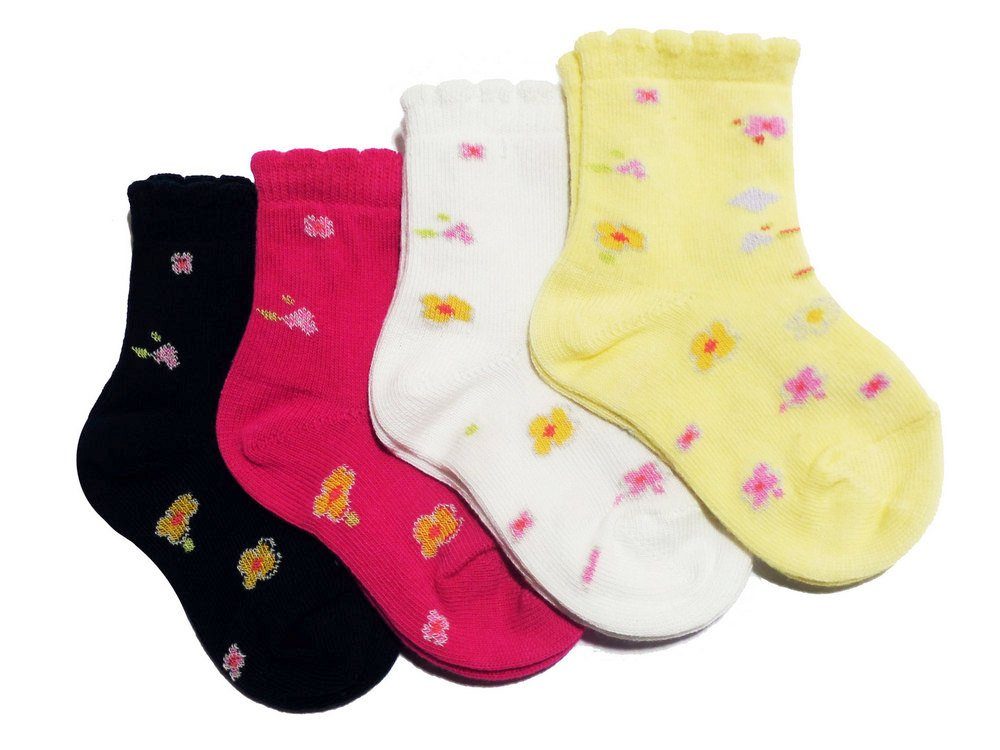 WERI SPEZIALS Strumpfhersteller GmbH Socken Kinder Socken 4-er Pack für Mädchen >>Blümchen<< aus Baumwolle (Set) 4er-Pack