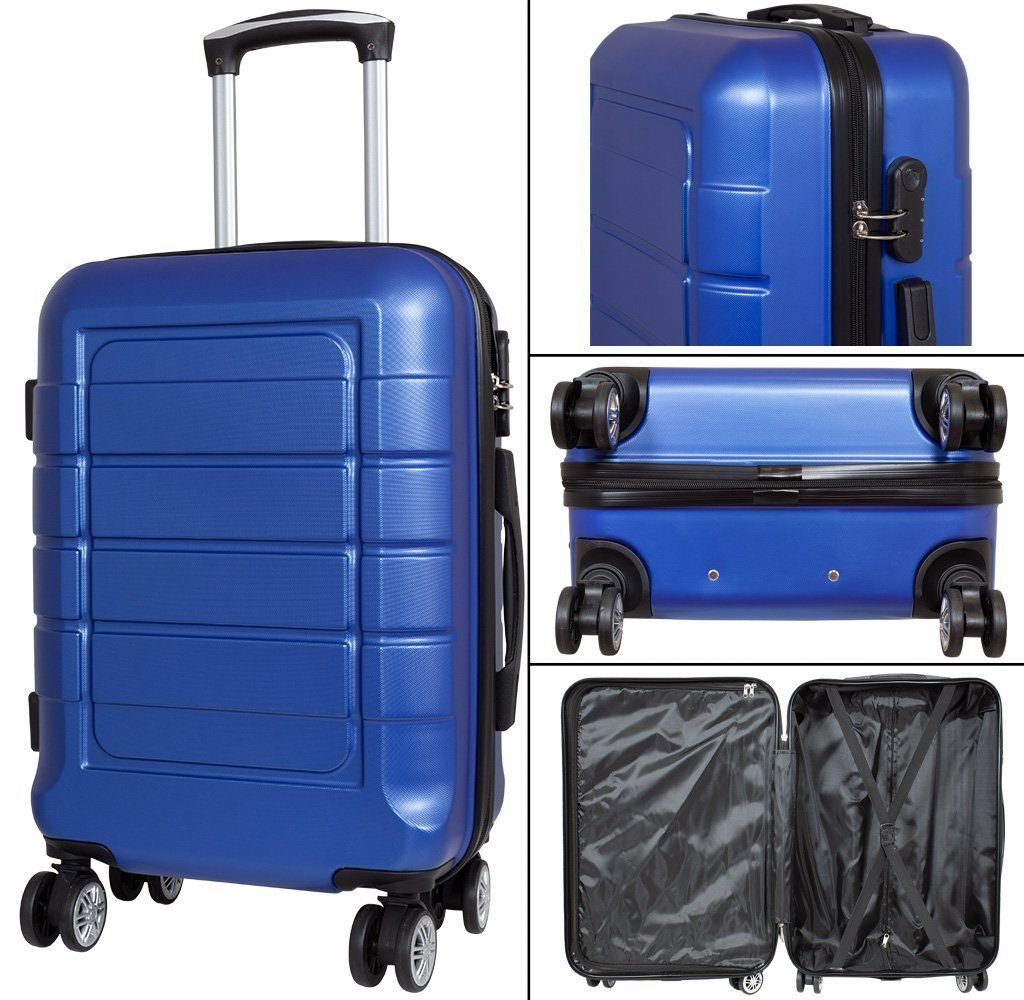 MONOPOL® Hartschalen-Trolley Hartschalen-Trolley Reisekoffer ABS Hartschalenkoffer, gefütterter Innenraum/Zahlenschloss/4 Doppellräder