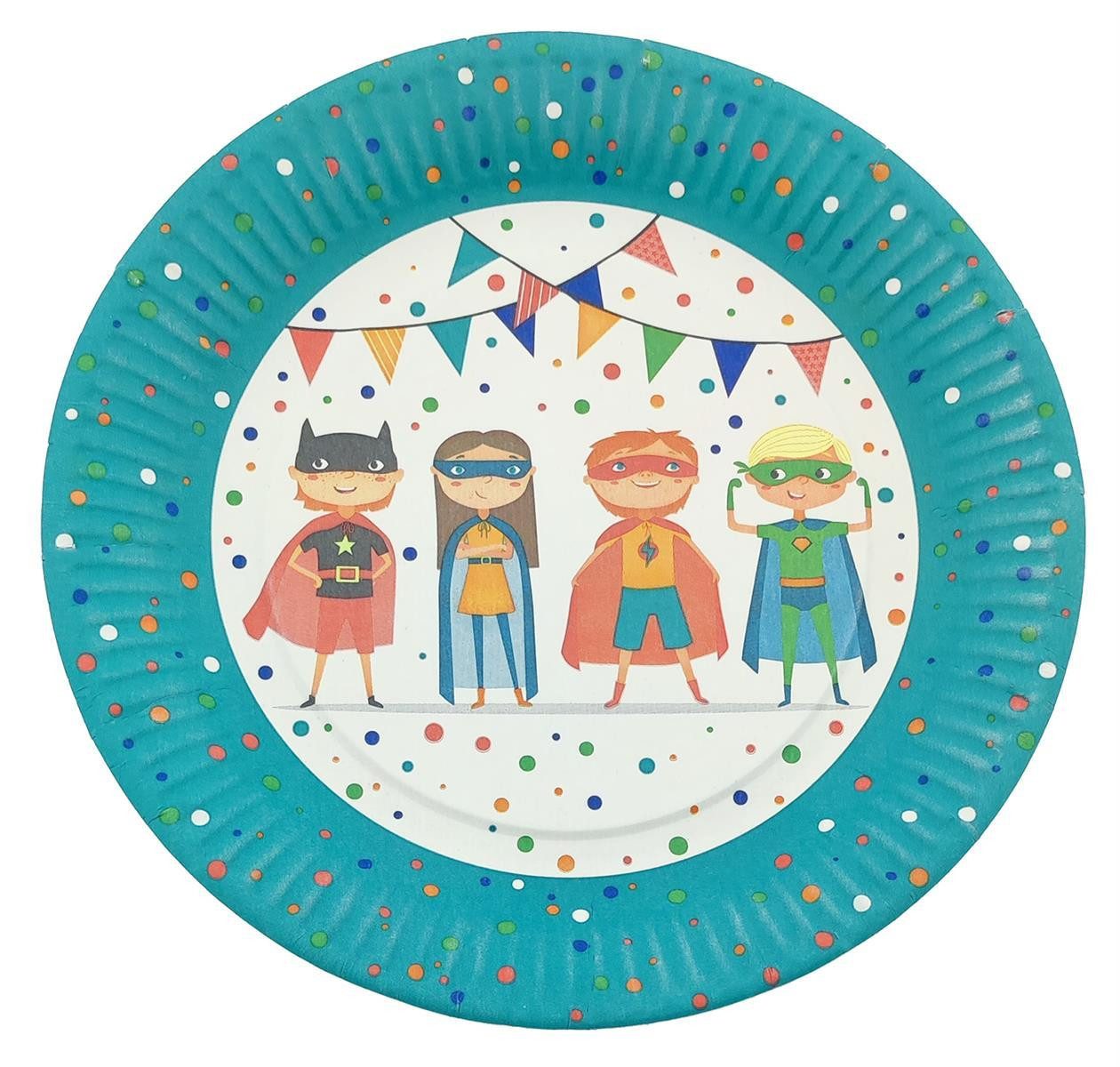 PAPSTAR Pappteller 10 bunte Pappteller rund 23 cm Superhelden Partygeschirr, (10 St), Pappteller Geburtstagsteller Partyteller Kindergeburtstag Mottoparty