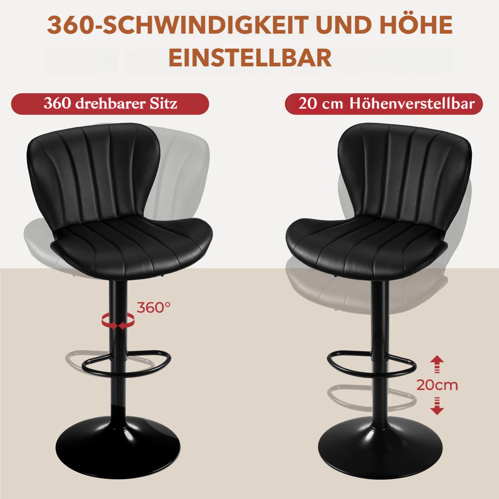 TLGREEN Barhocker 2er-set Barstühle,Küchenstuhl mit 360-Grad-Drehfunktion, günstig online kaufen