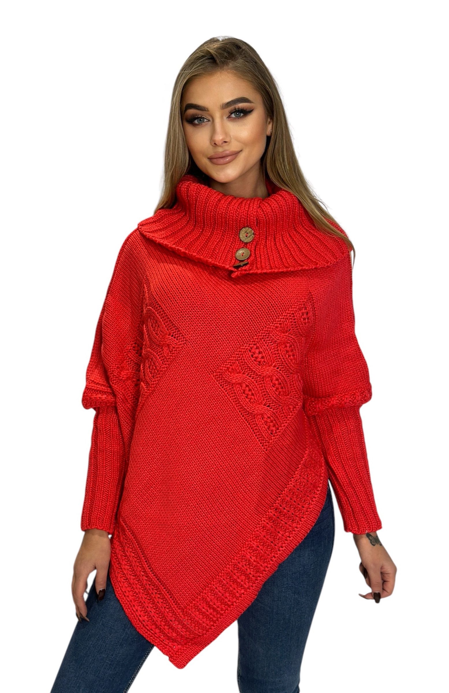 Mississhop Strickponcho Poncho Strick Sweatshirt Pullover Umhang Überwurf günstig online kaufen