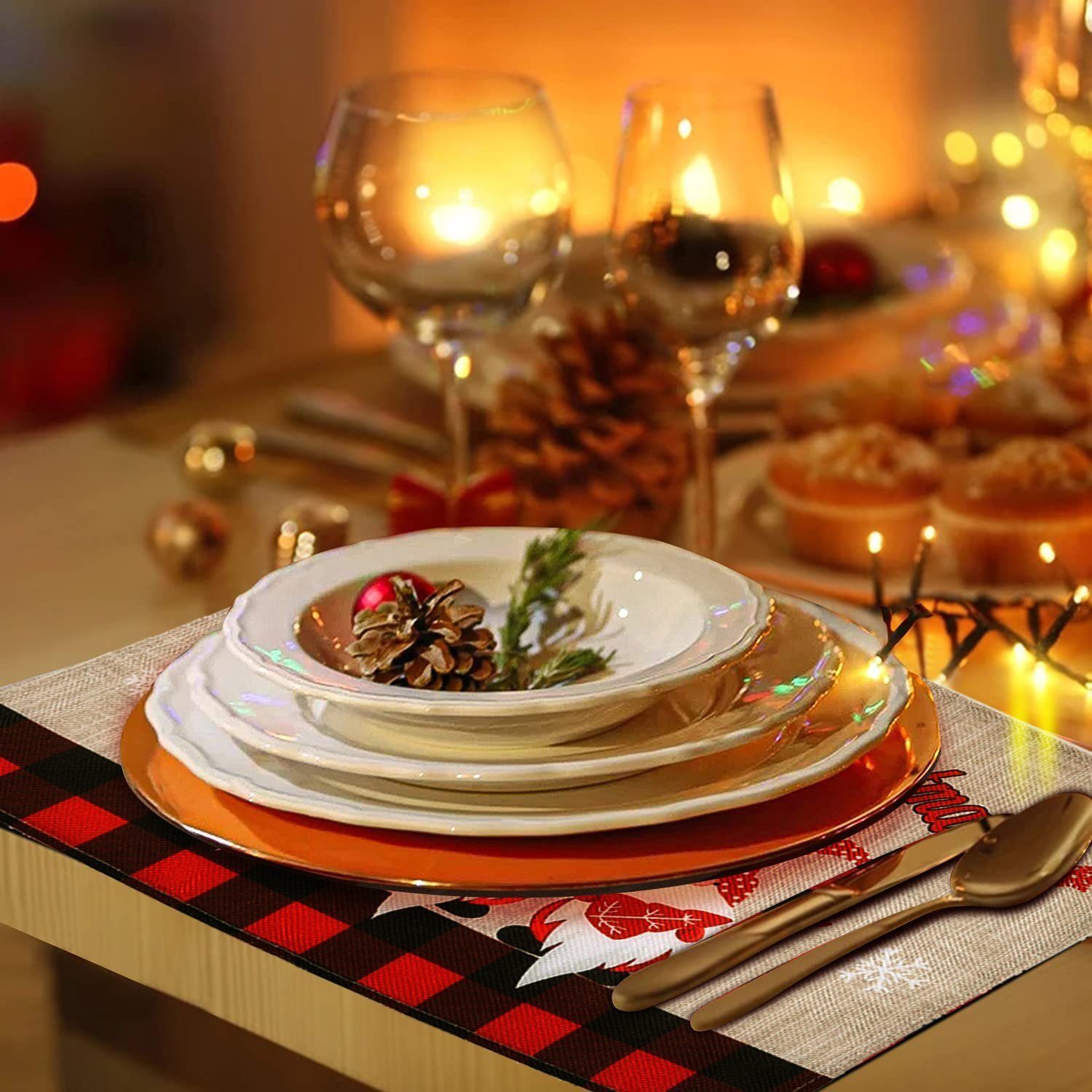 Speisetisch, 4er Platzsets Weihnachten Platzset, Set Vaxiuja Zuhause Restaurant für