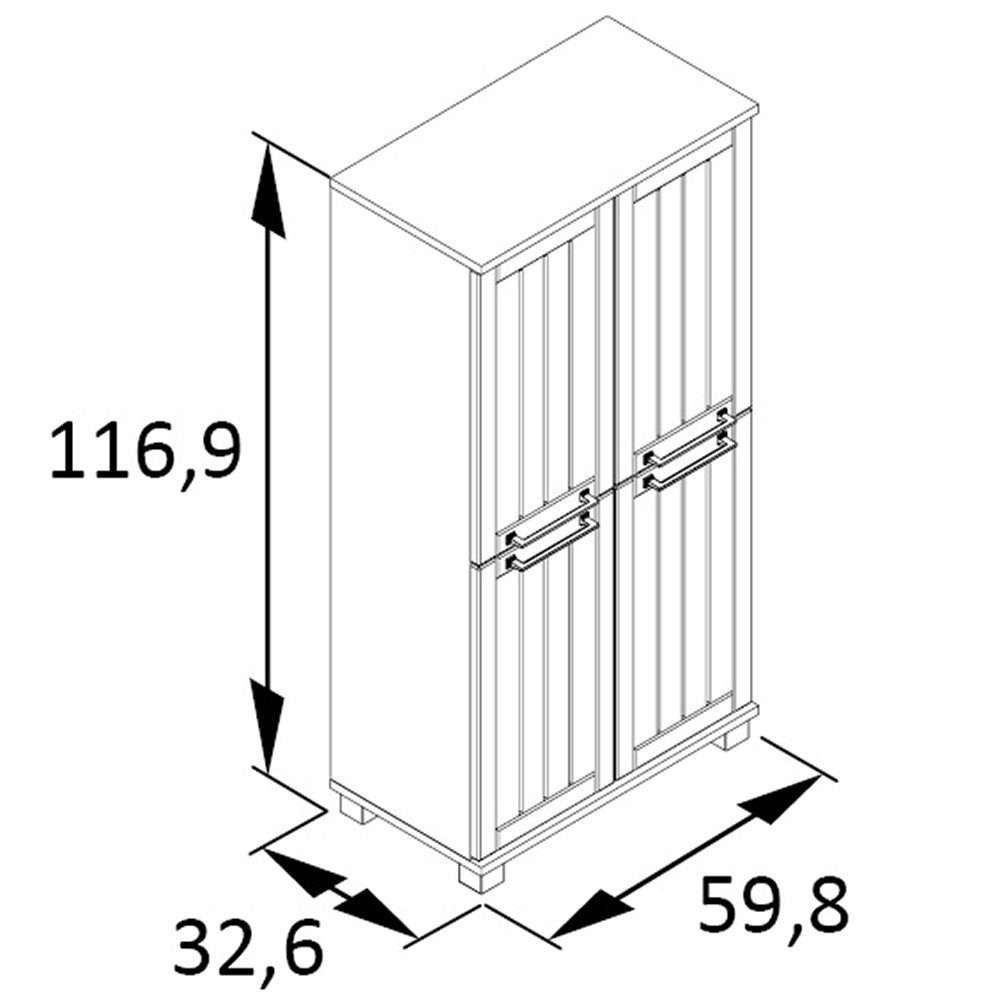 Lomadox Unterschrank JAUSA-80 mit grau Landhaus-Stil, 59,8/116,9/32,6cm Eiche Badmöbel im Nb