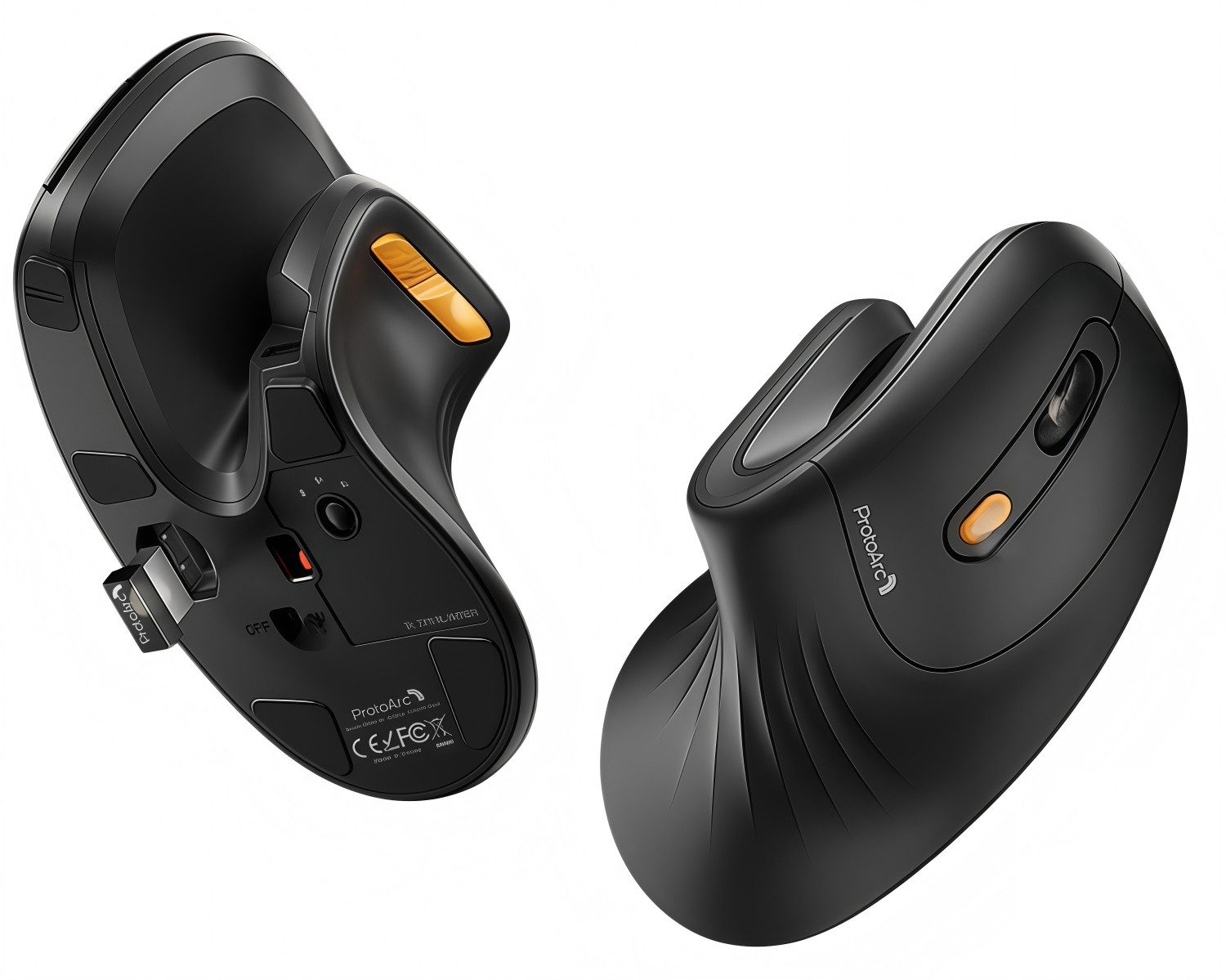 ProtoArc EM11 NL Ergonomische Vertikale Maus funkmaus fur laptop kabellos Maus (Bluetooth, Funk, Plug&Play)