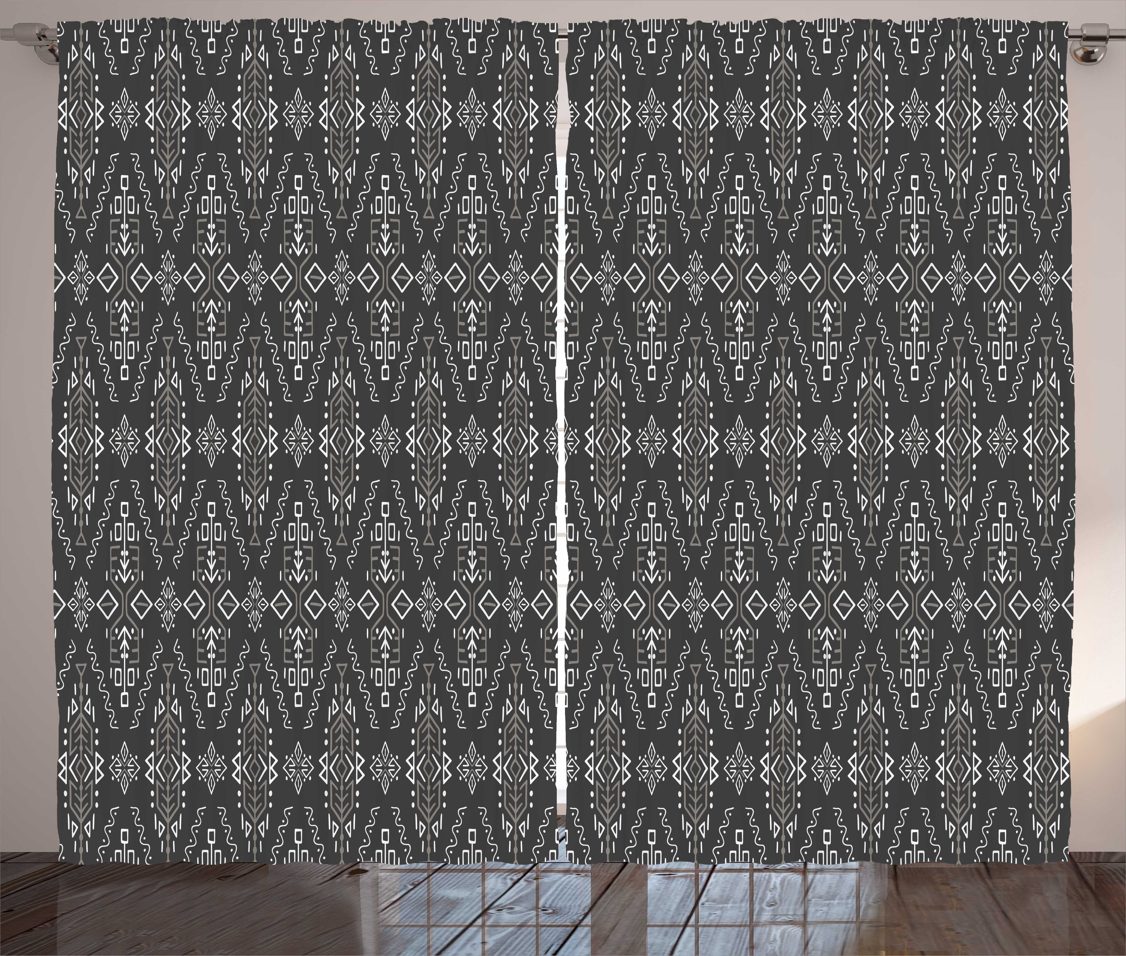 Abakuhaus, Style African Motiv Gardine Kräuselband Schlaufen Vorhang Schlafzimmer mit Haken, Ethnic Abstrakt und