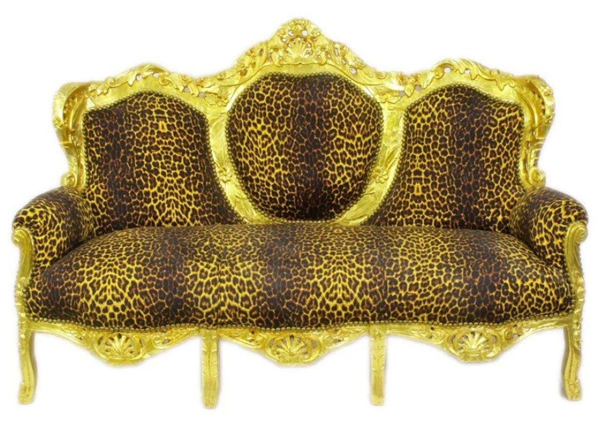 Casa Padrino Loungesofa Barock Lounge Sofa King Leopard / Gold