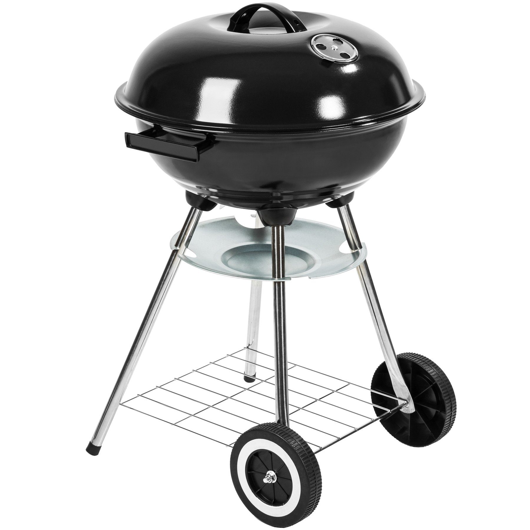 tectake Holzkohlegrill Kugelgrill, mit 2 Rädern