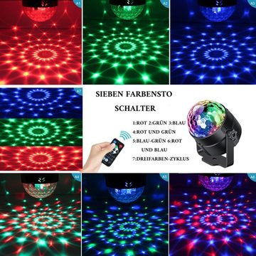 GelldG Discolicht Discokugel LED Party Lampe Musikgesteuert mit USB, 7 Farbe Discolicht