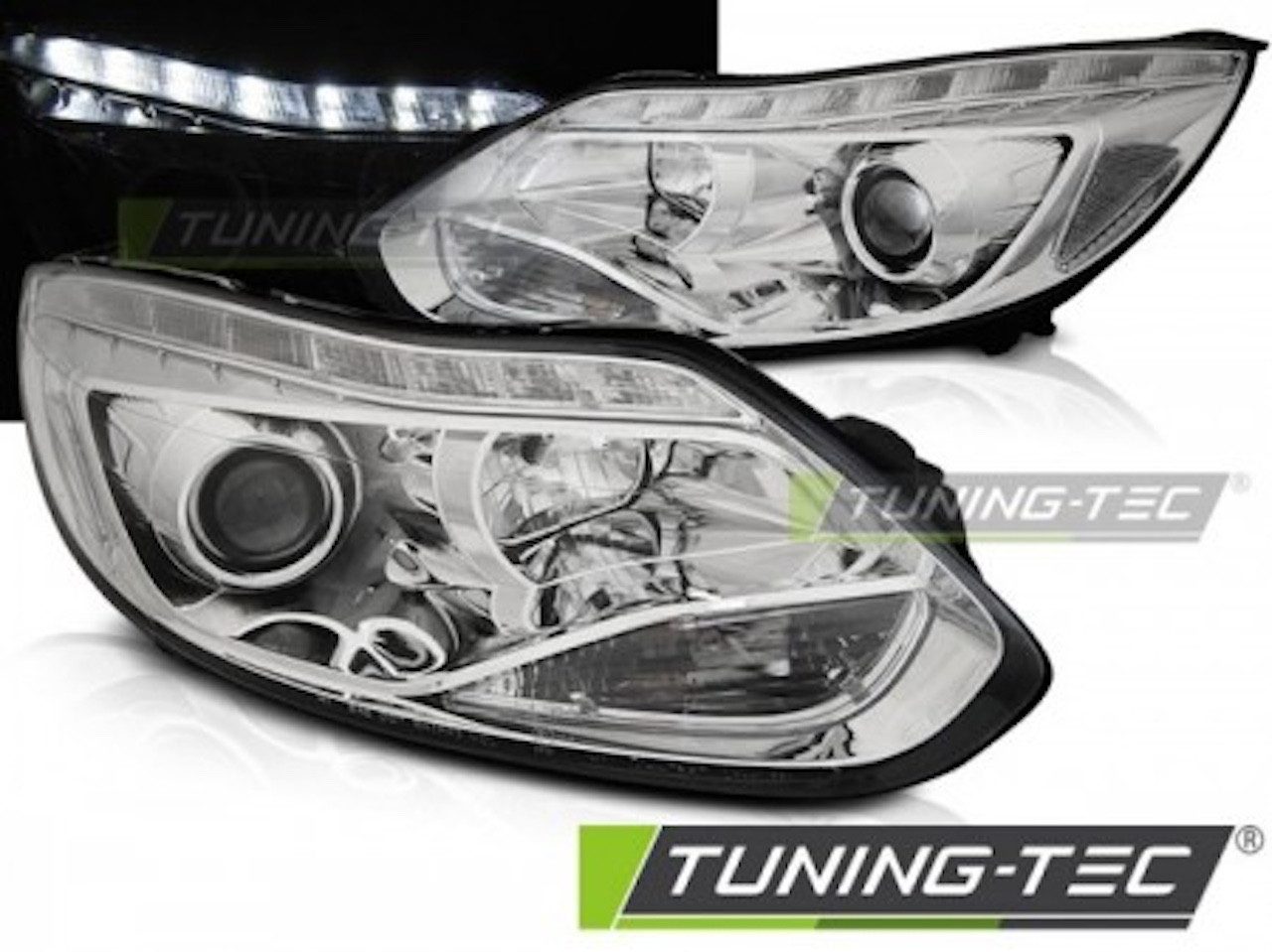 LLCTOOLS KFZ-Ersatzleuchte LED Scheinwerfer Passend für Ford Focus Mk3 11–14 Chrom H1 H1