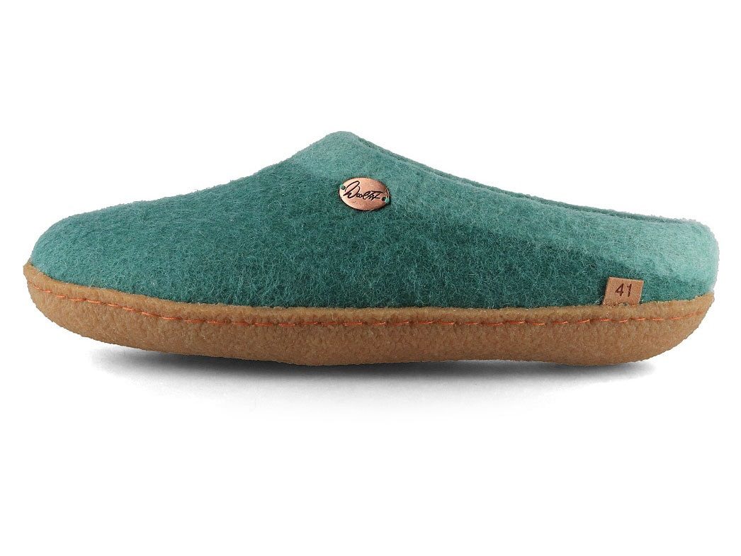 WoolFit Sherpa unisex Filzpantoffeln mit Gummisohle und Fußbett Hausschuh zweifarbig