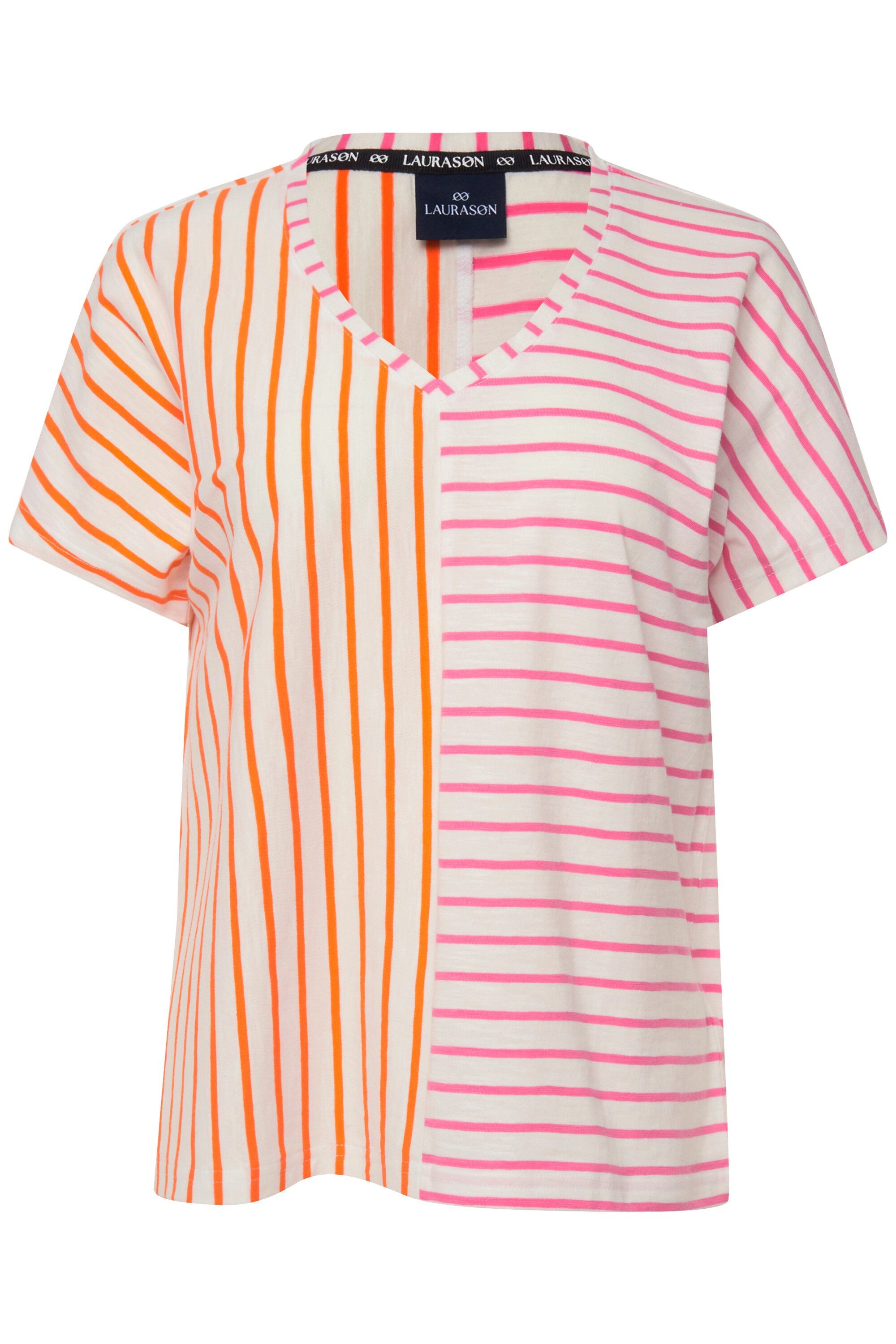 Laurasøn T-Shirt T-Shirt Ringelmix V-Ausschnitt Halbarm günstig online kaufen