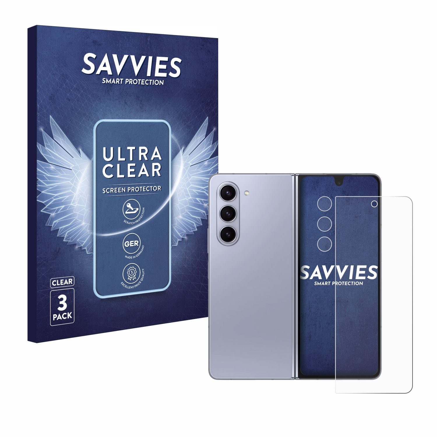Savvies Displayschutzfolie Schutzfolie für Samsung Galaxy Z Fold 5 (Display+Kamera), 6 Stück, Displayschutz Schutz Folie Klar Transparent
