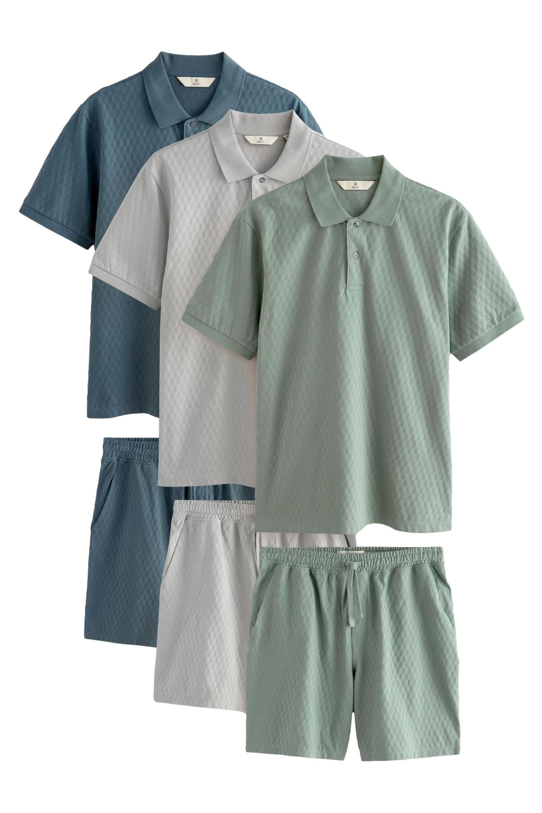 Next Poloshirt Strukturiertes Poloshirt und Shorts, 3er-Pack (6-tlg) günstig online kaufen